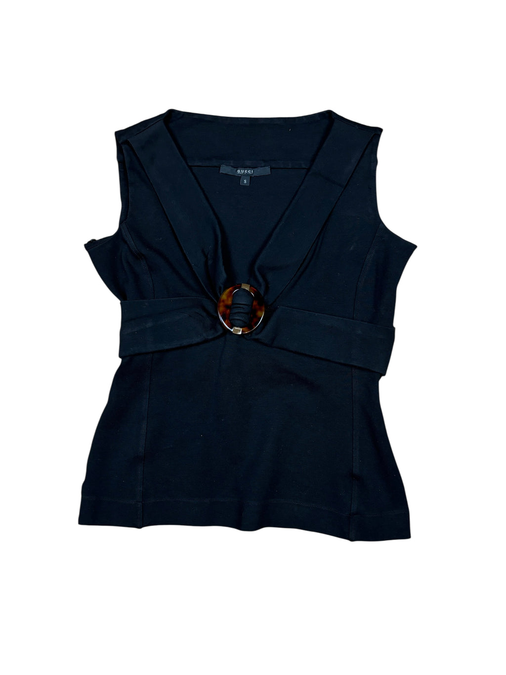 Top sin mangas con hebilla negro Gucci SS2008