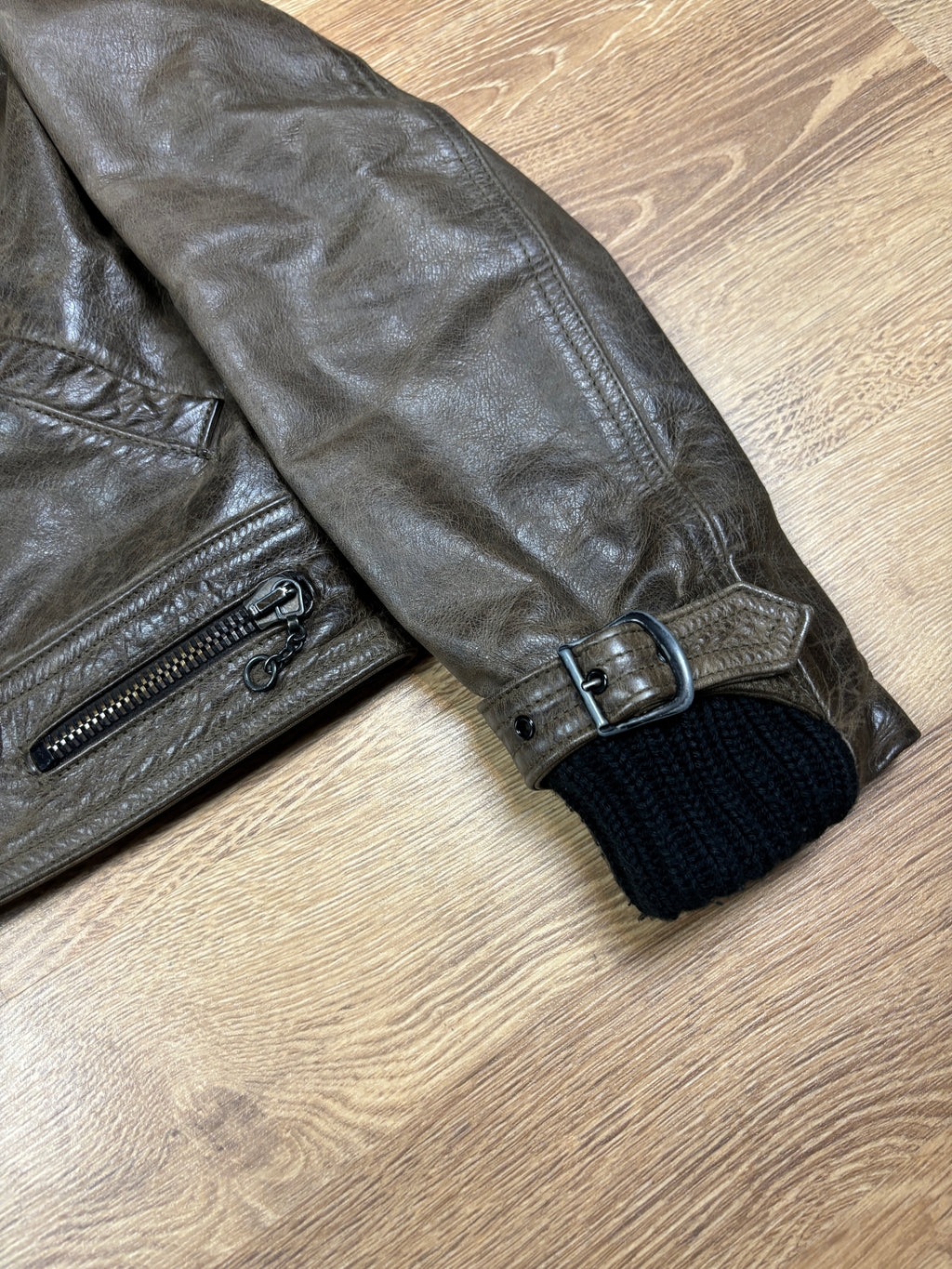 Chaqueta motera corta Diesel Stylelab de cuero marrón