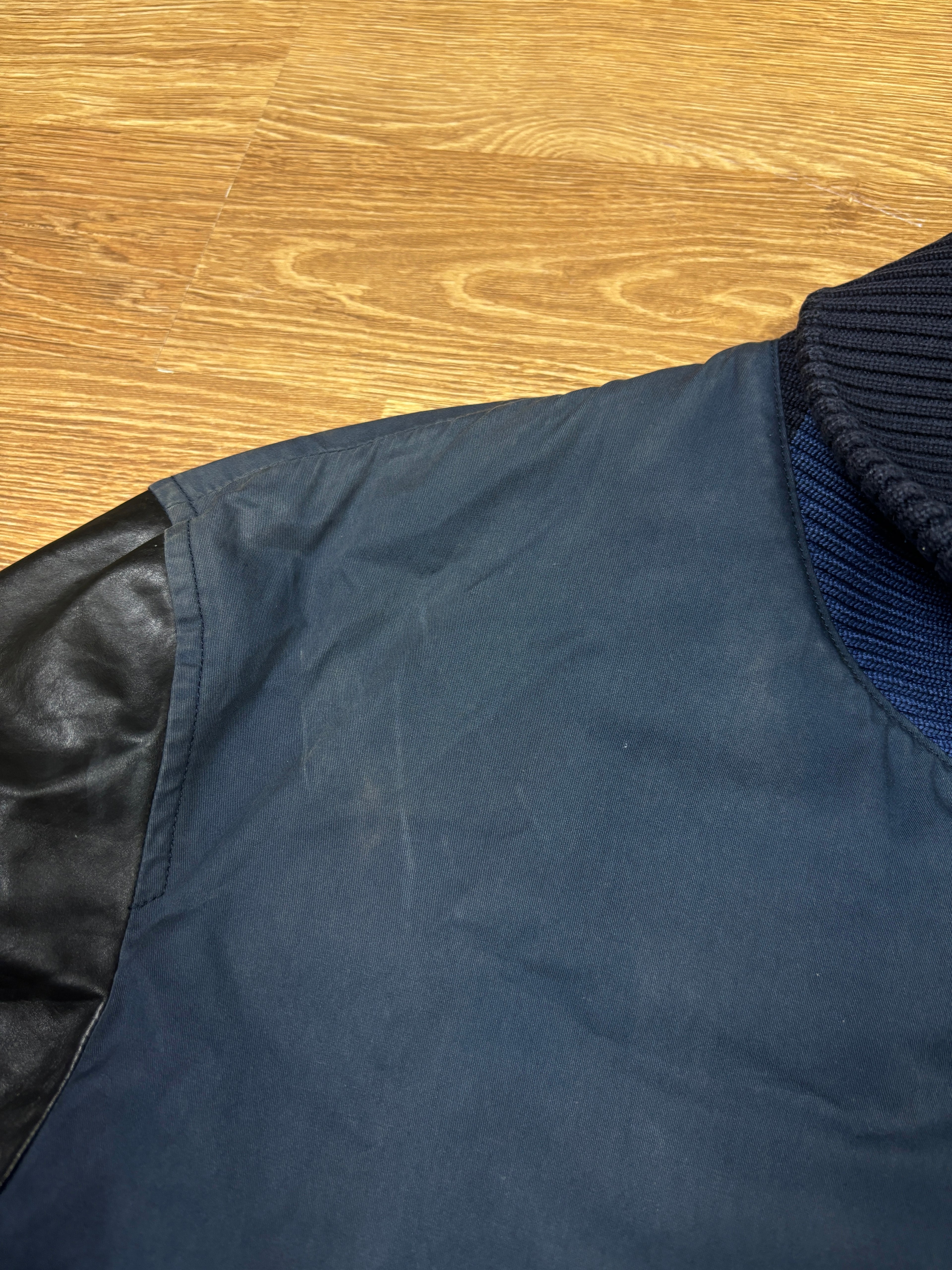 Chaqueta Varsity Gucci Algodón Azul Marino y Manga de Cuero SS2010