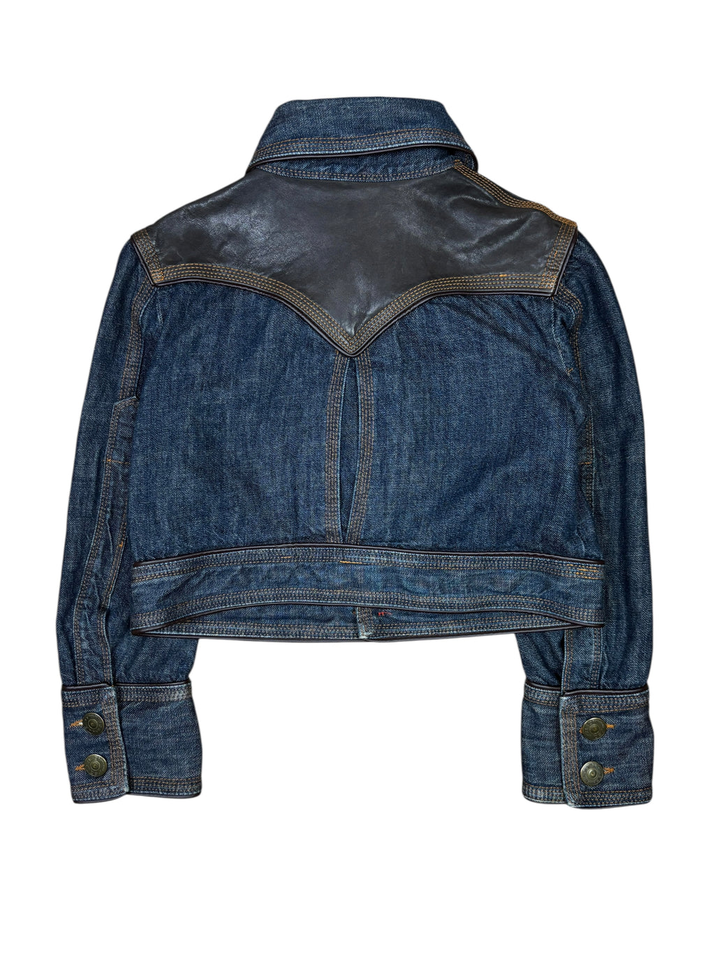 Dsquared2 AW2004 Runway Leather-Trimmed Cropped Denim Jacket