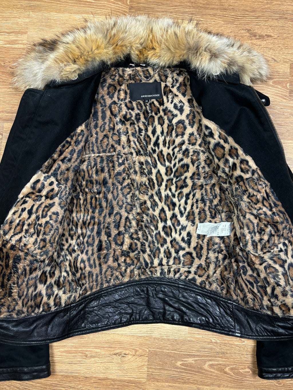 Andrew Mackenzie Fur Collar Leopard Lined Jacket