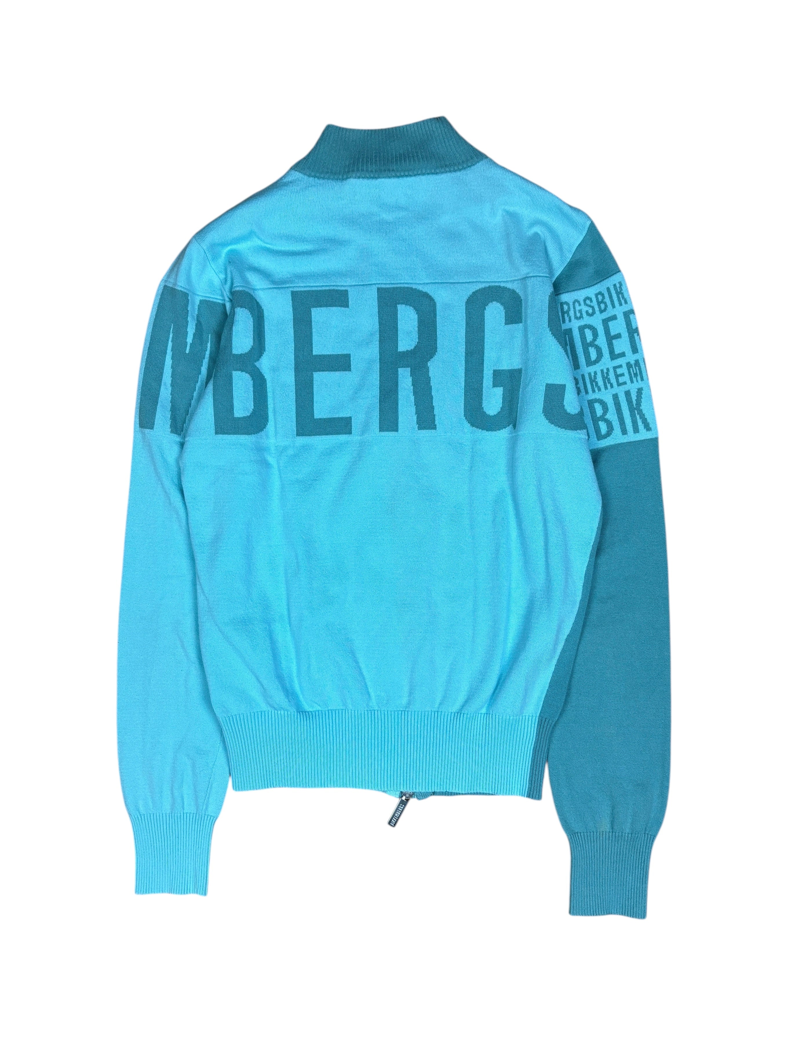 Dirk Bikkembergs Turquoise Logo Zip Knit