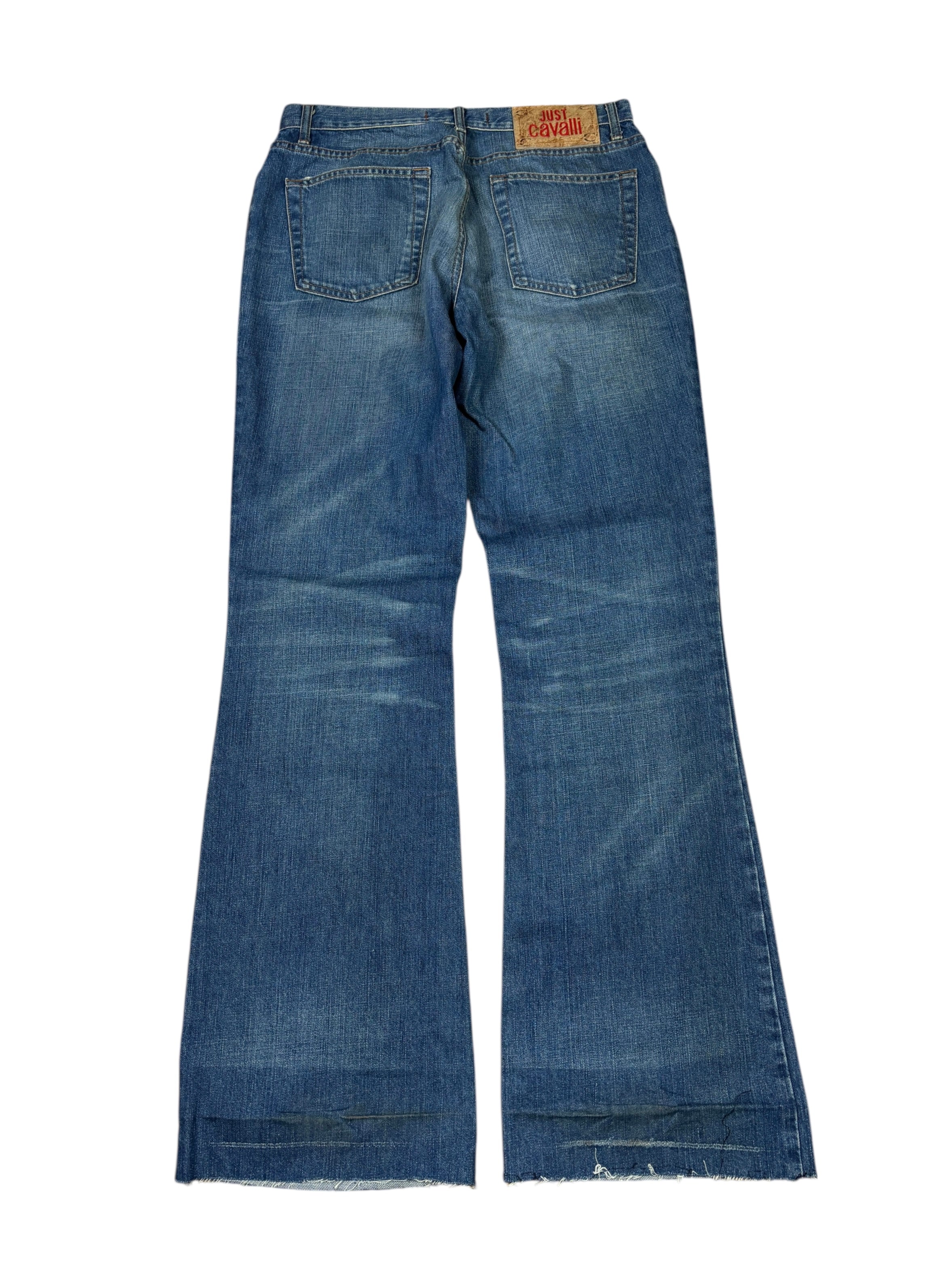2000s Just Cavalli Embroidered Flared Denim Pants
