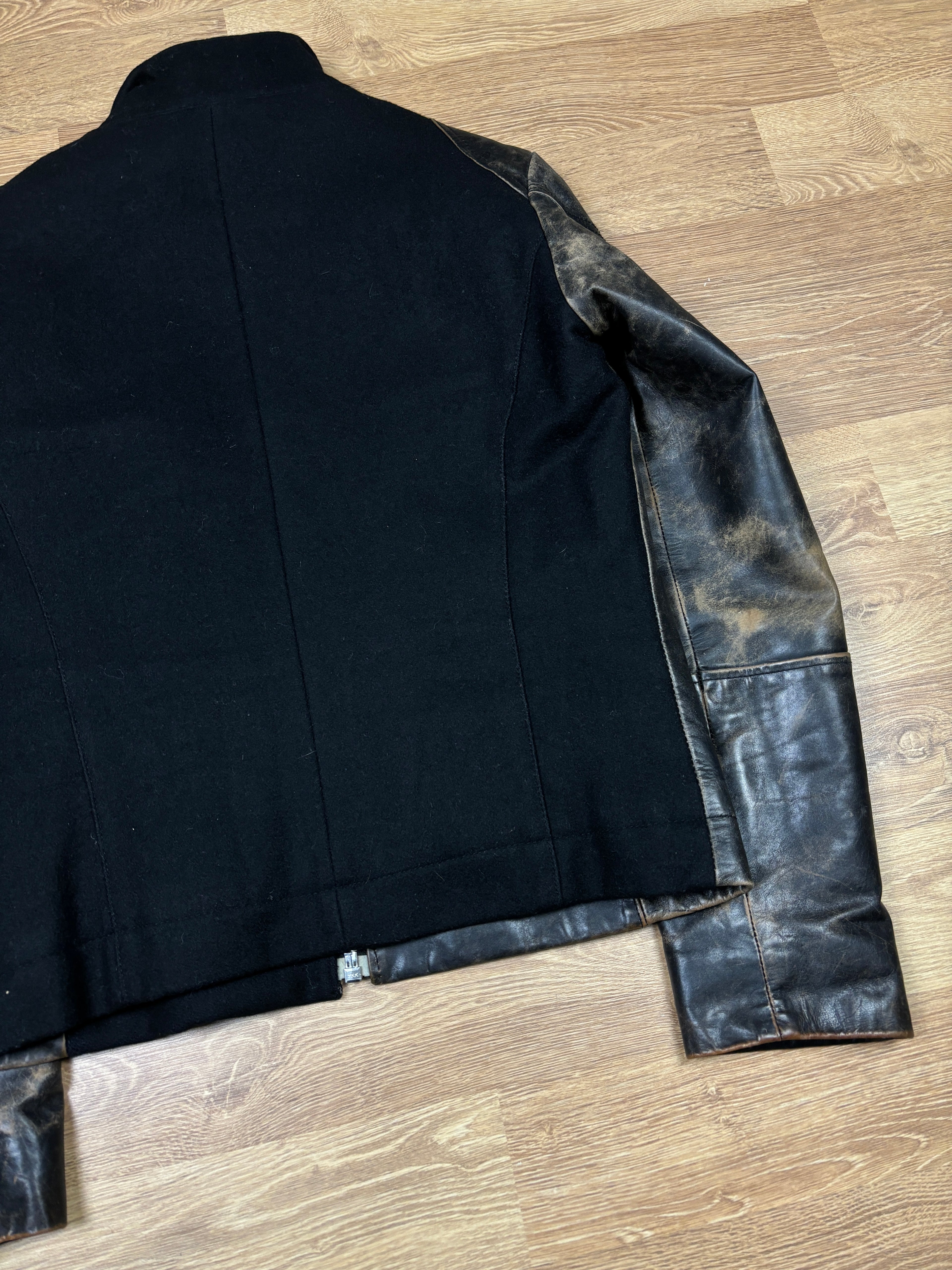 2000s Dirk Bikkembergs Leather & Wool Hybrid Jacket