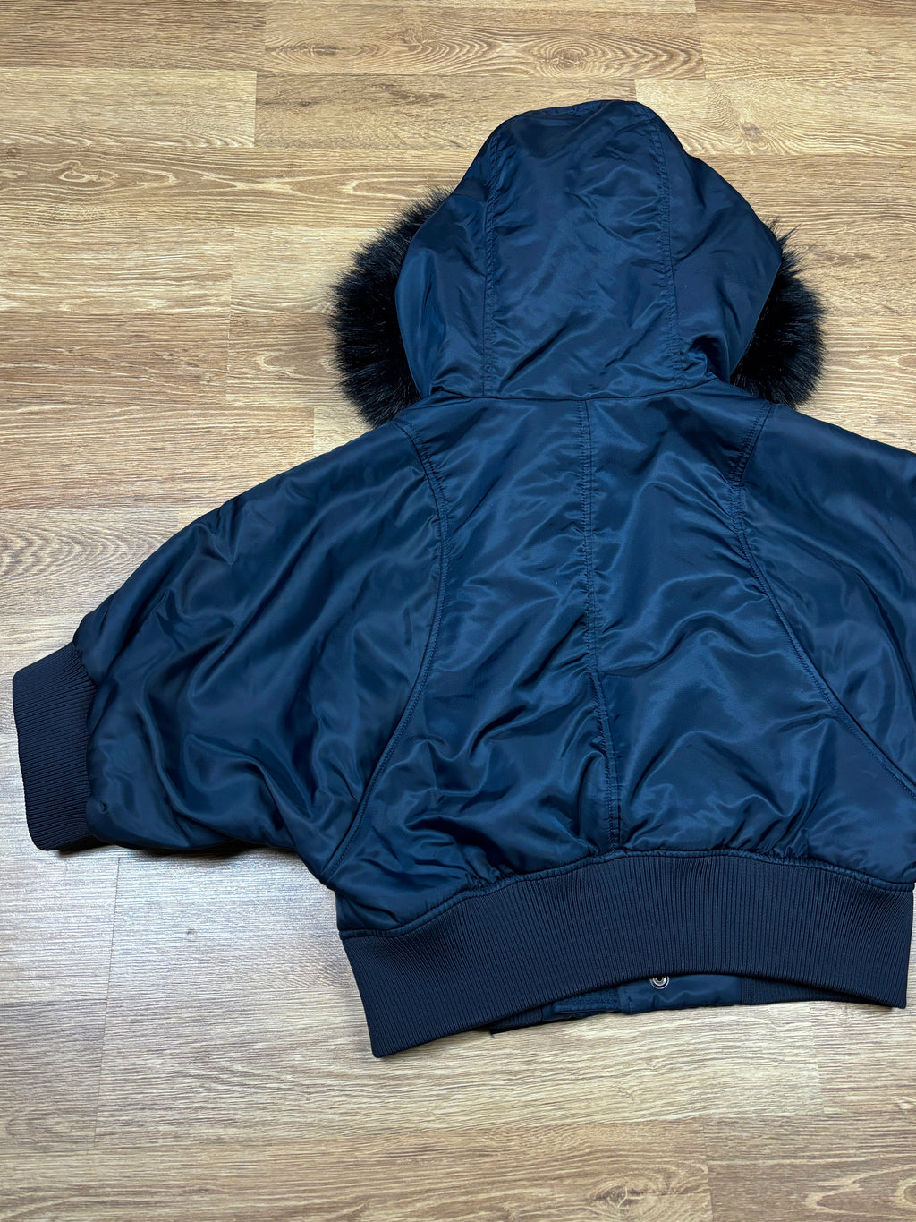 Diesel Black Gold Cropped Fur Hood Bomber Jacket