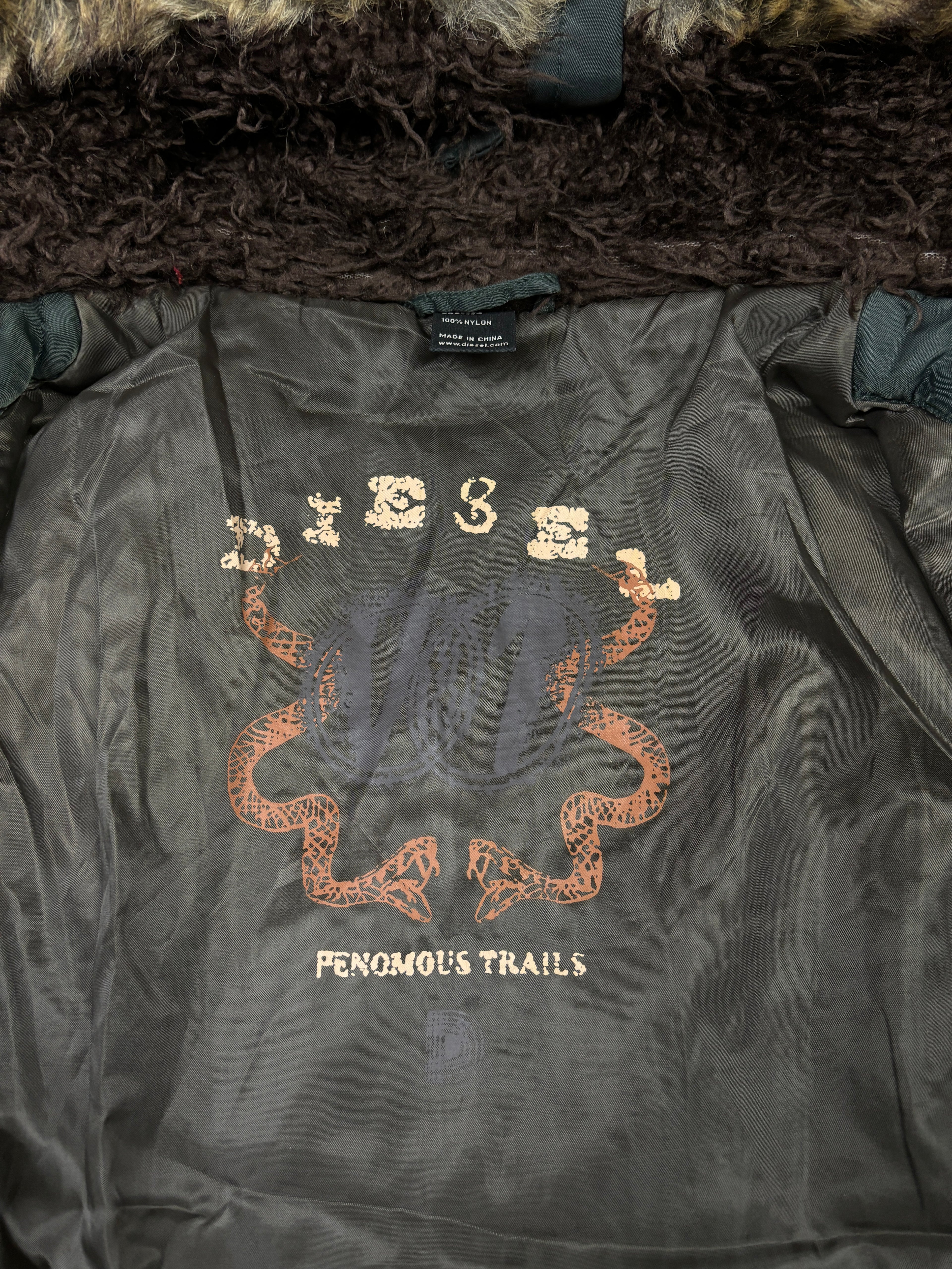 Chaqueta Bomber con Capucha de Pelo Sintético Diesel de los 2000