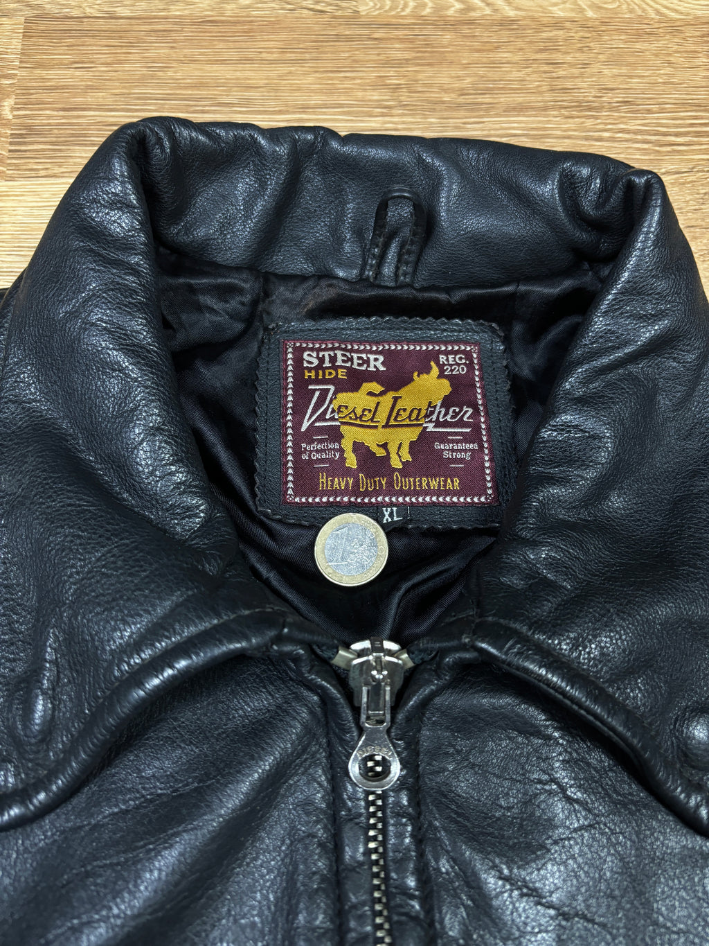 Chaqueta de cuero resistente de piel de vacuno Diesel vintage
