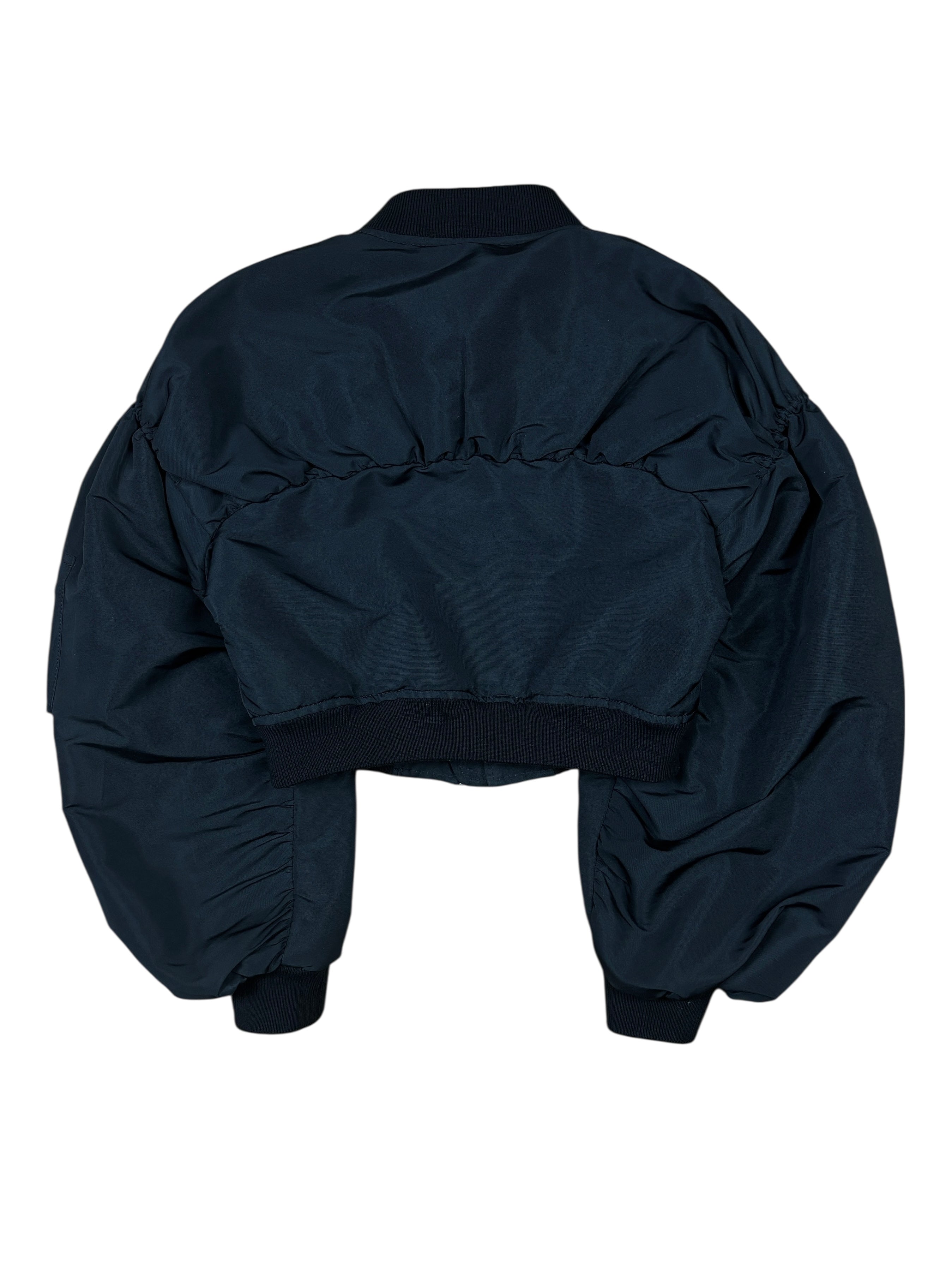 Alexander McQueen Cropped Balloon Sleeve Bomber Jacket