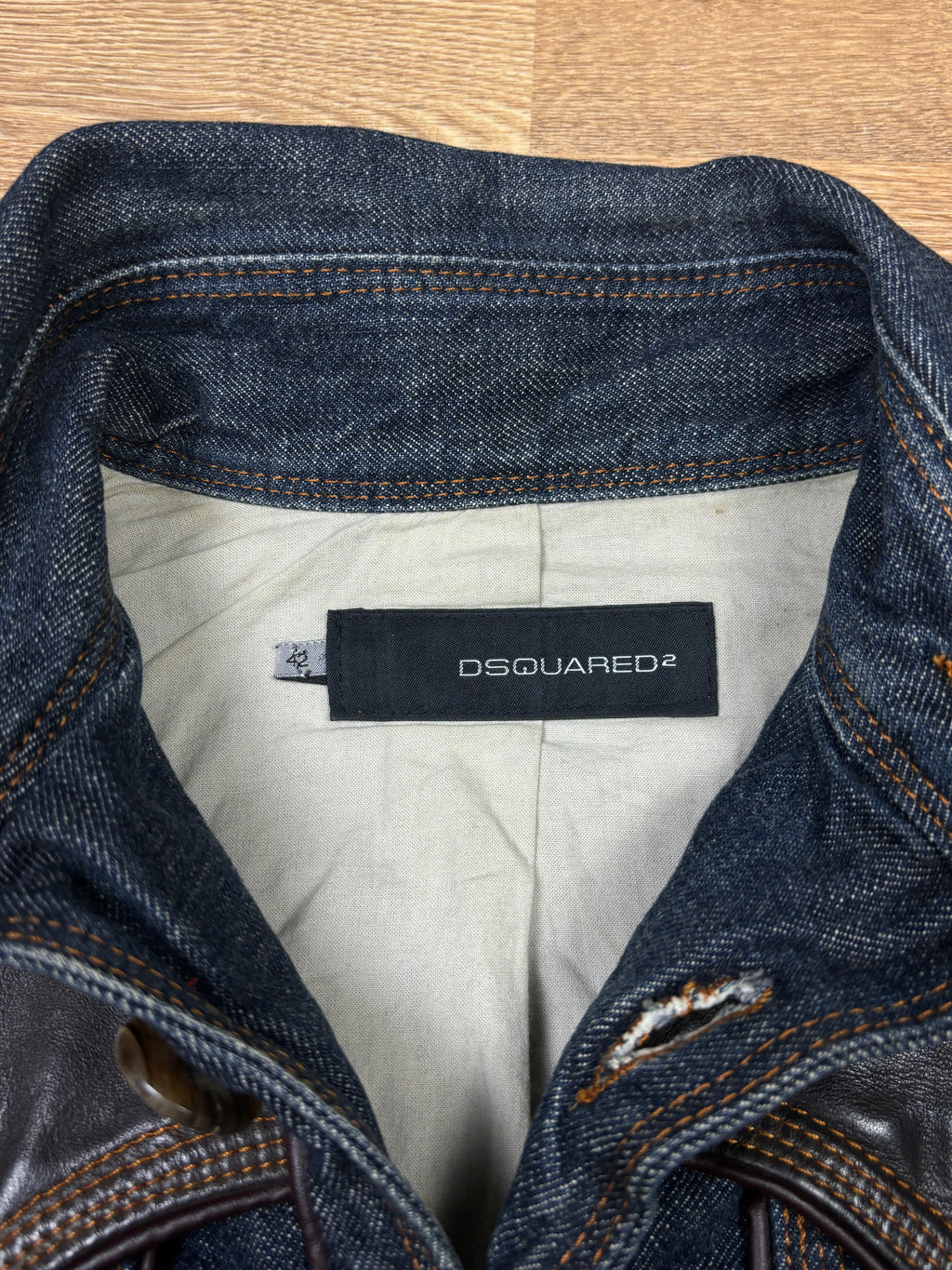 Dsquared2 AW2004 Runway Leather-Trimmed Cropped Denim Jacket