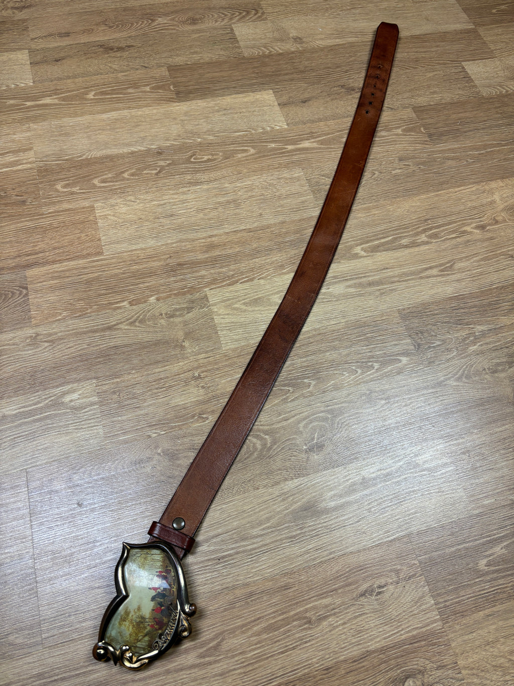 2000s Dsquared2 Renaissance Painting Leather Belt