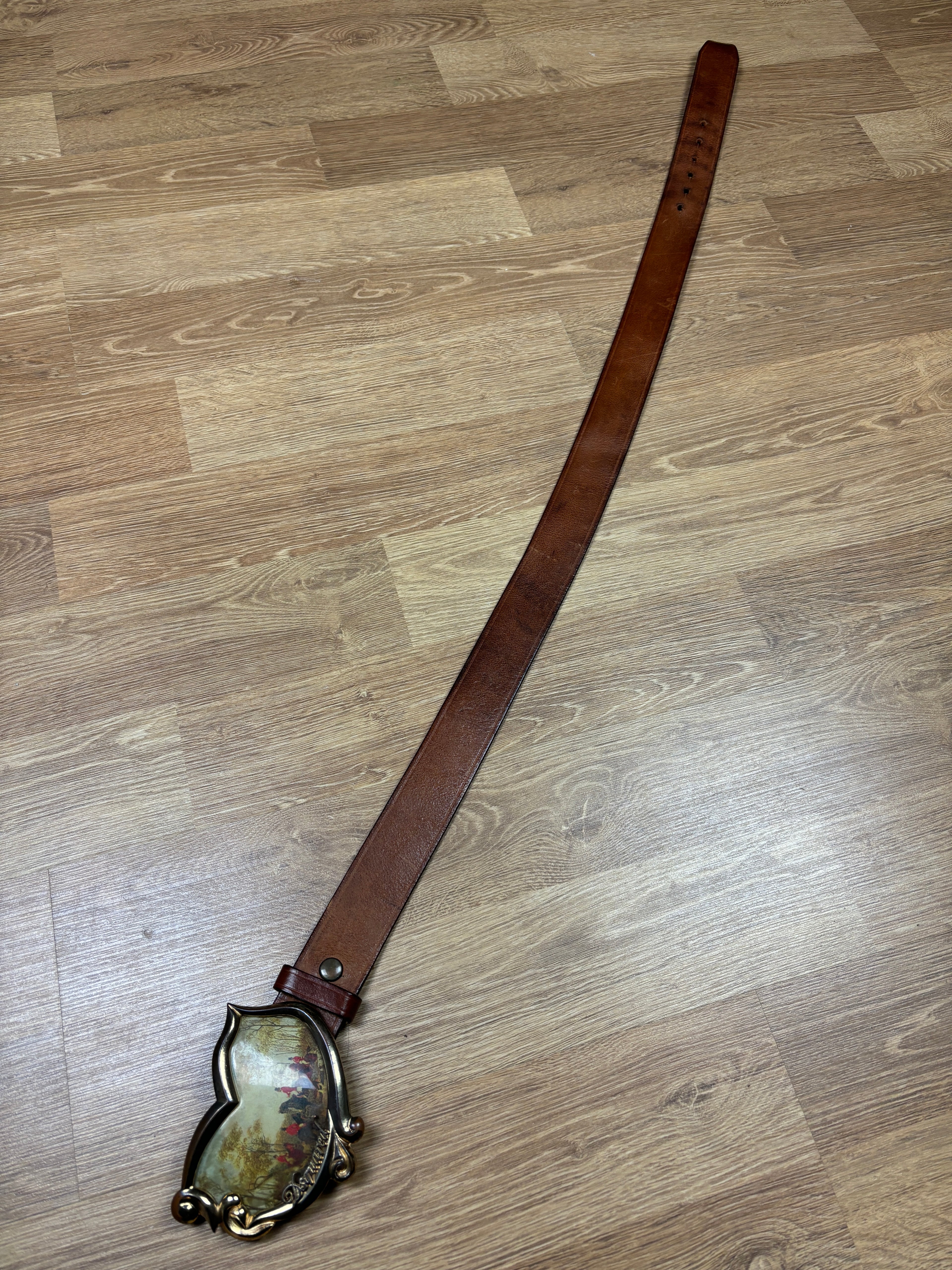2000s Dsquared2 Renaissance Painting Leather Belt