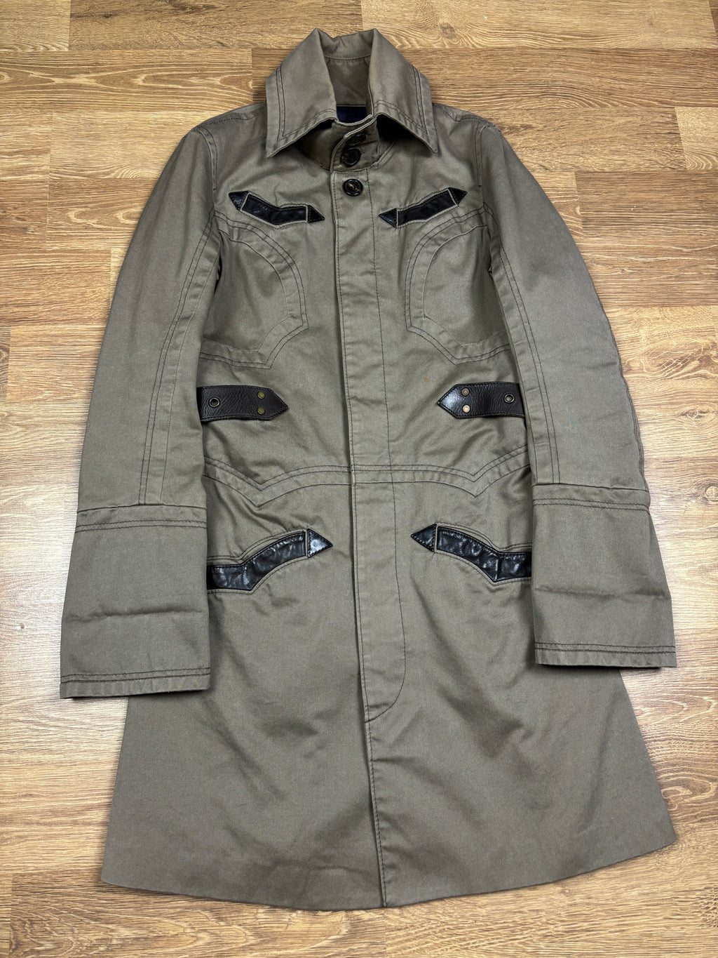 2000s Dsquared2 Trench Coat with Leather Belt Details