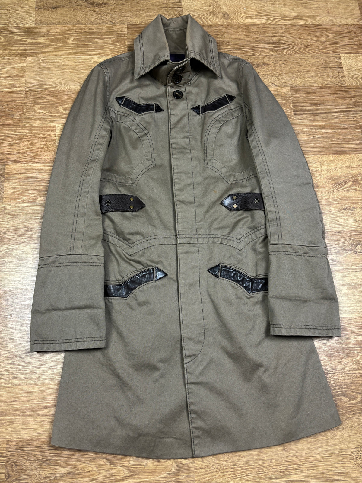 2000s Dsquared2 Trench Coat with Leather Belt Details