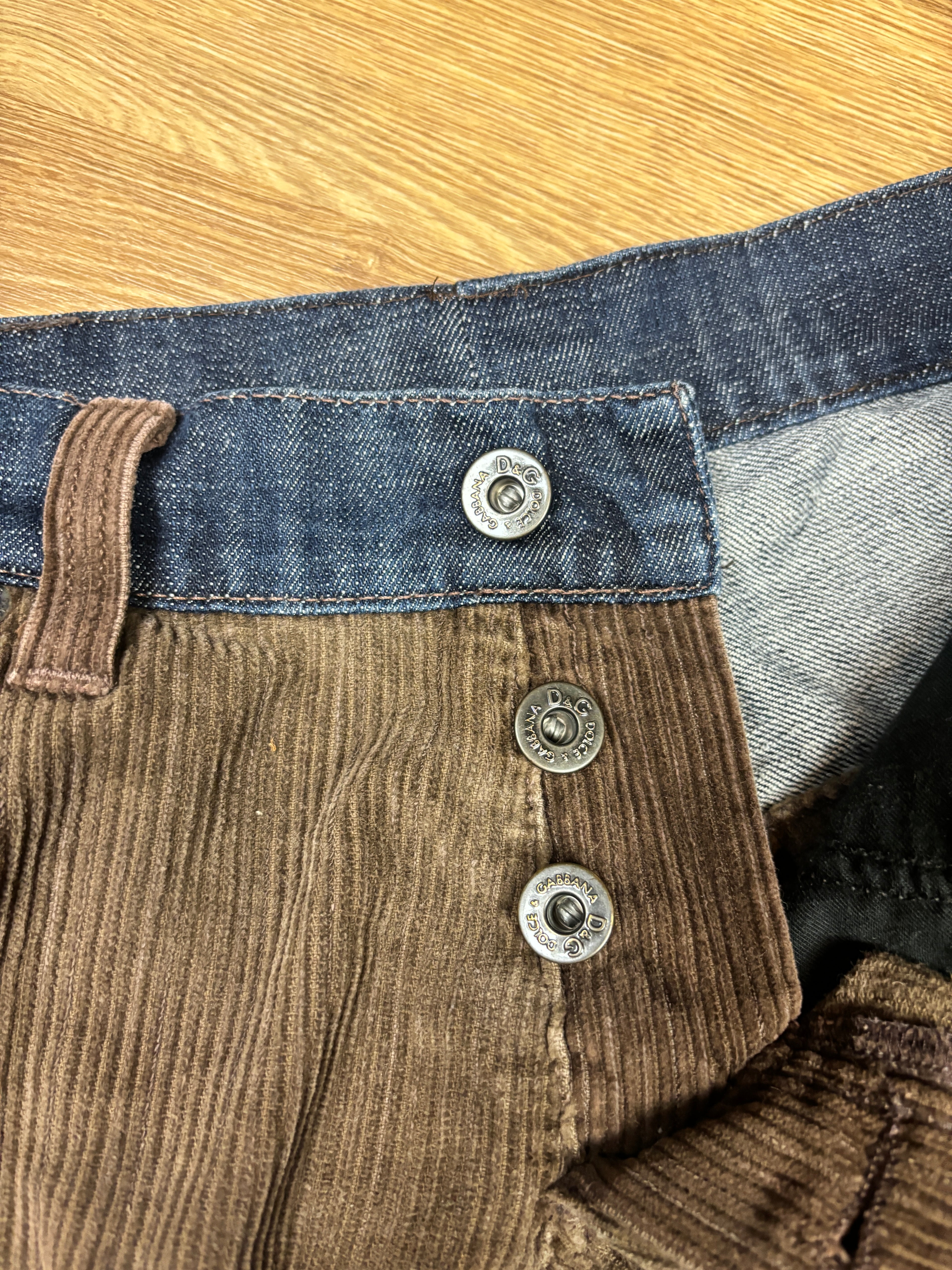 2000s Dolce & Gabbana Corduroy Denim Panel Pants