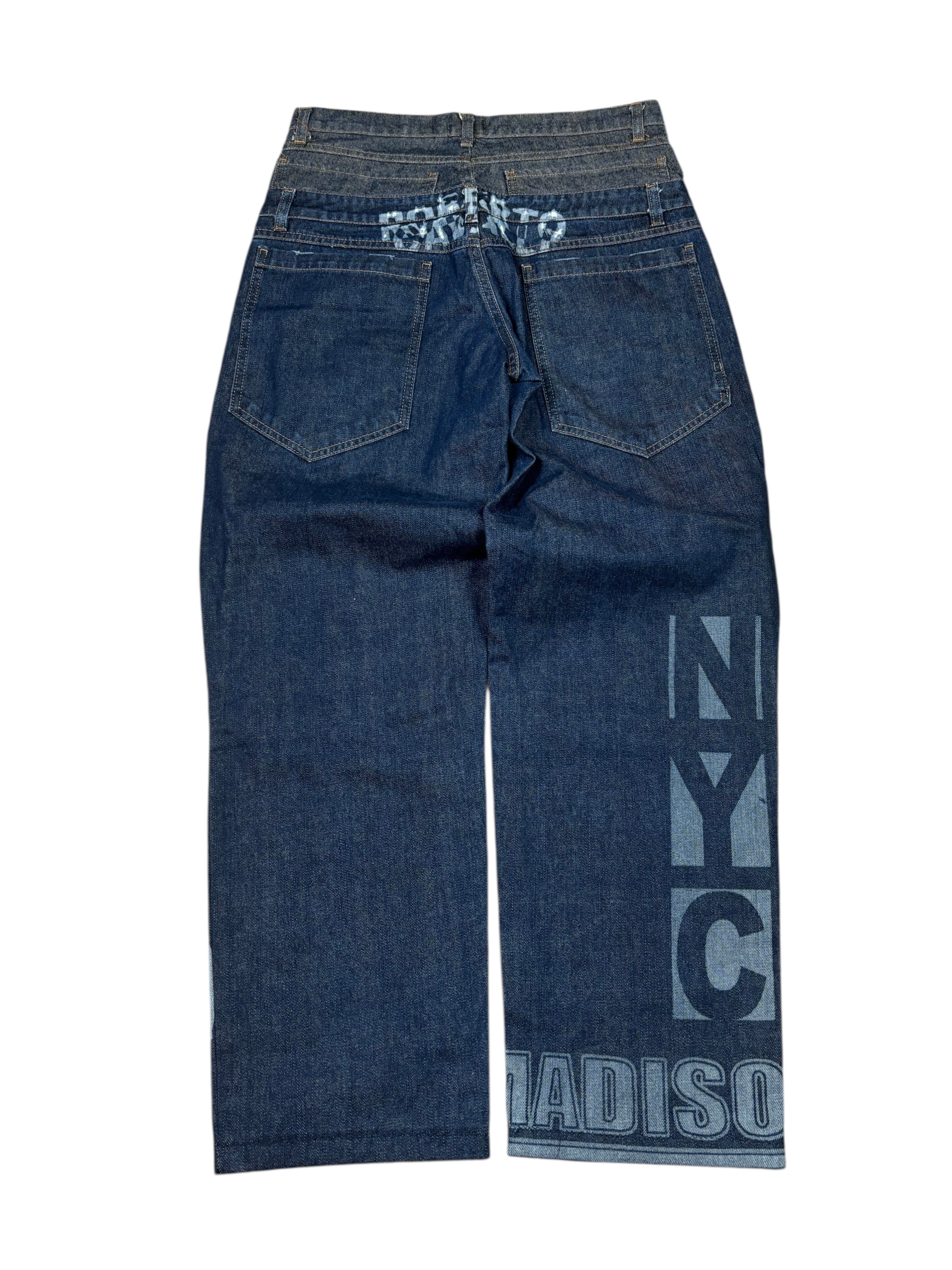 Pantalones vaqueros Roberto Cavalli “Devils” de doble cintura, 2004