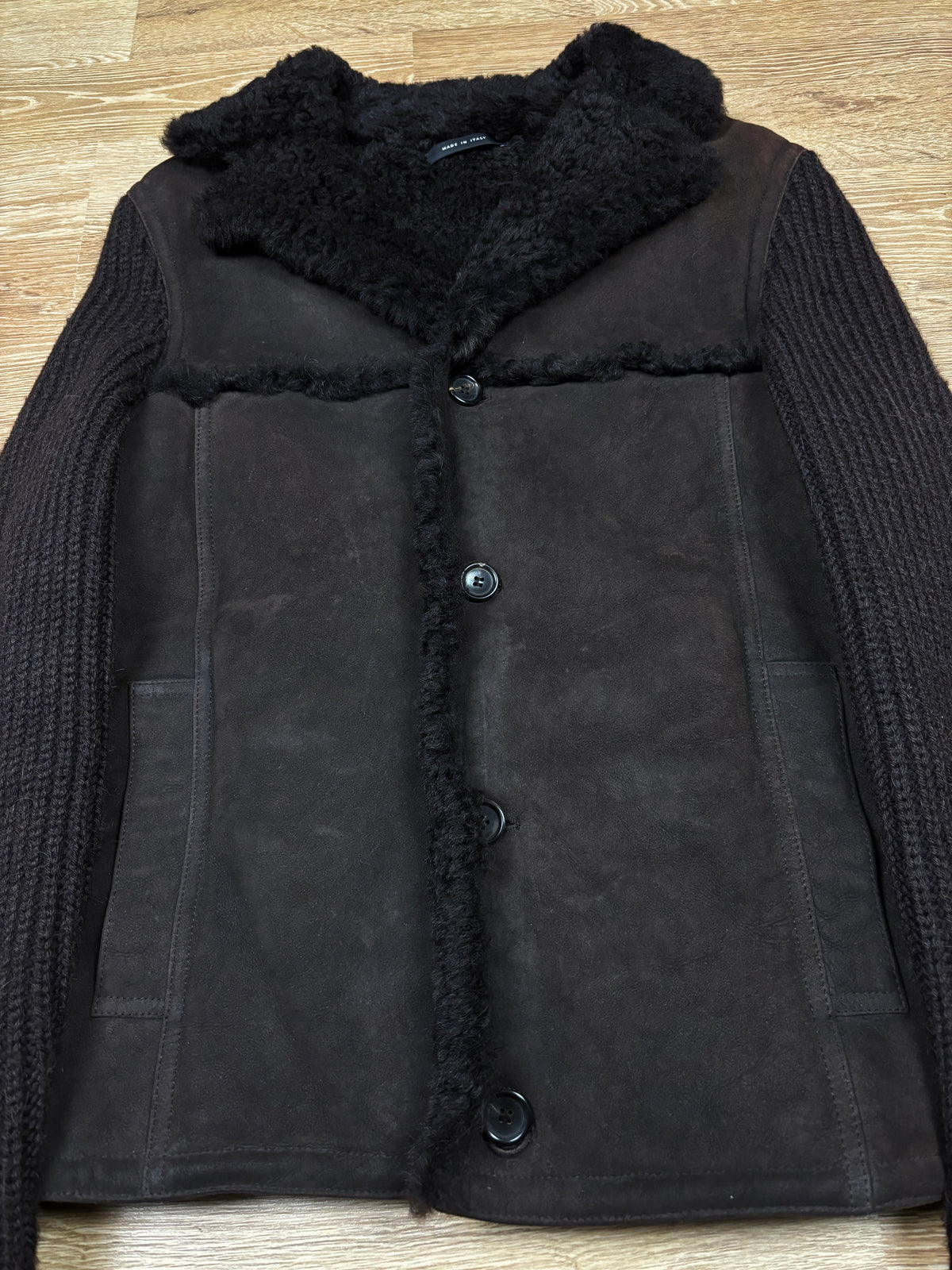 Gucci Shearling Leather & Alpaca Knit Jacket