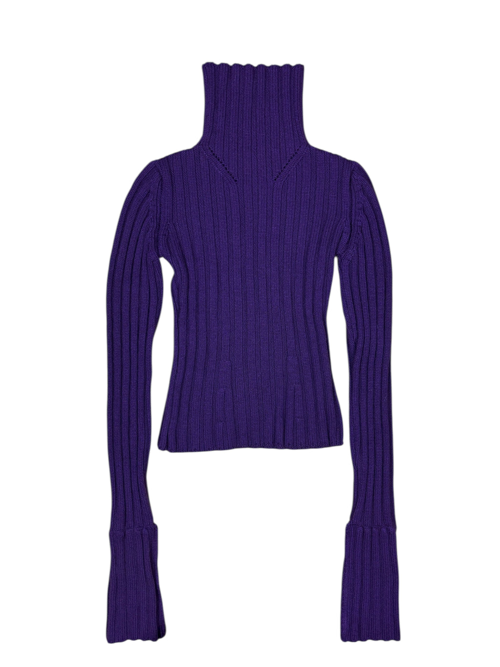 Ann Demeulemeester Purple Ribbed Turtleneck Knit