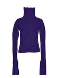 Ann Demeulemeester Purple Ribbed Turtleneck Knit