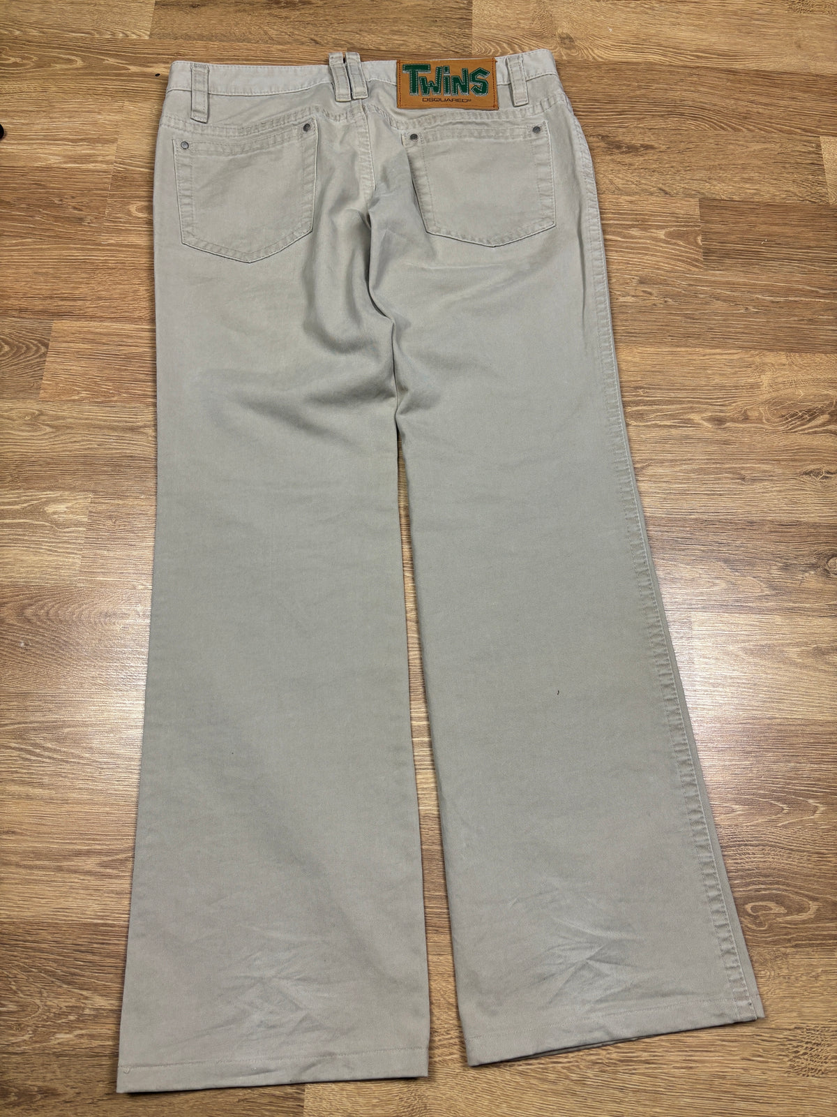 2000s Dsquared2 Twins Beige Wide Leg Pants