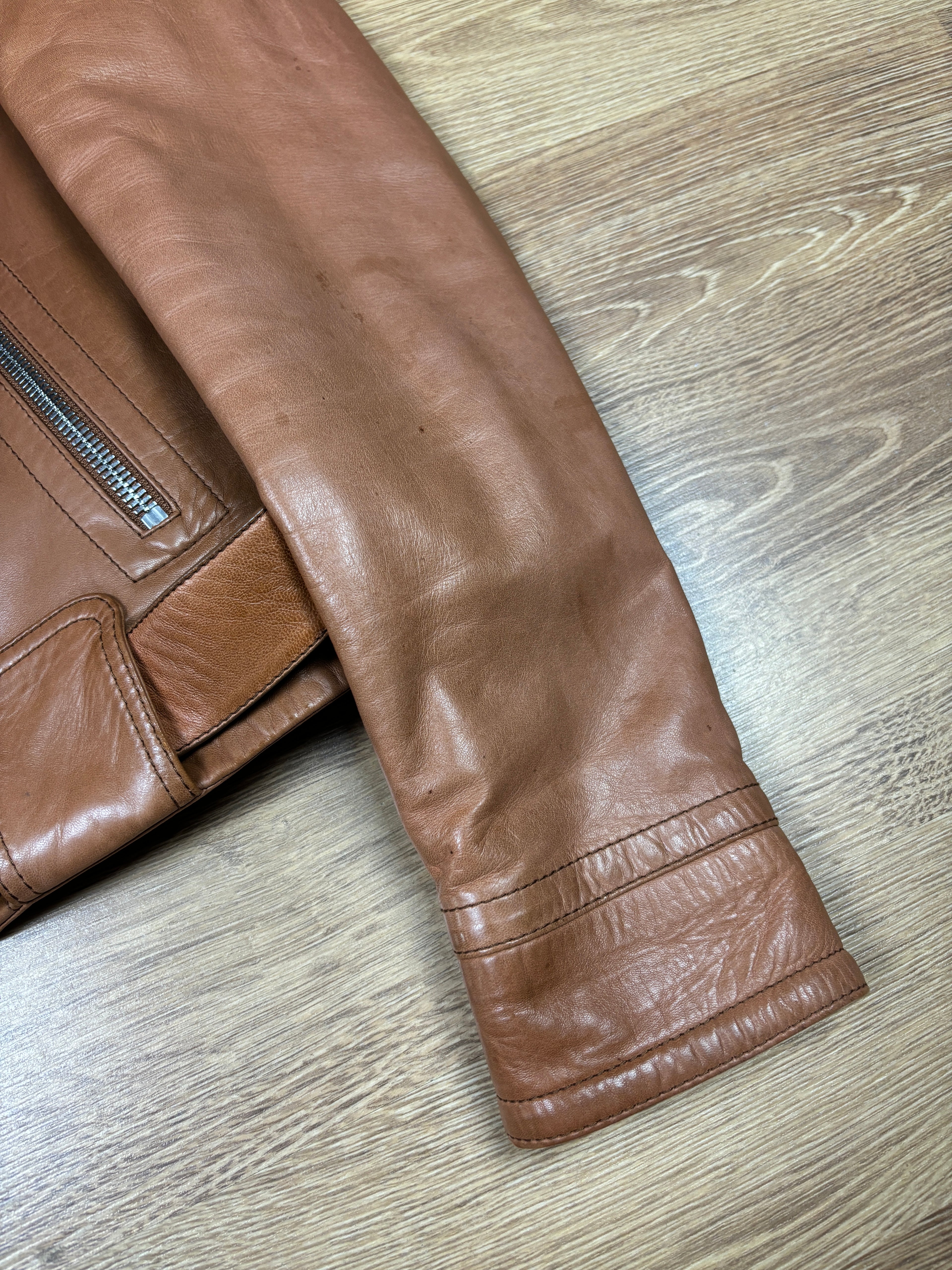 Gucci 2000s Leather Biker Jacket with GG Belt