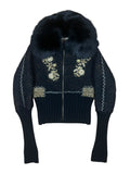 2000s Roberto Cavalli Embroidered Fox Fur Collar Jacket