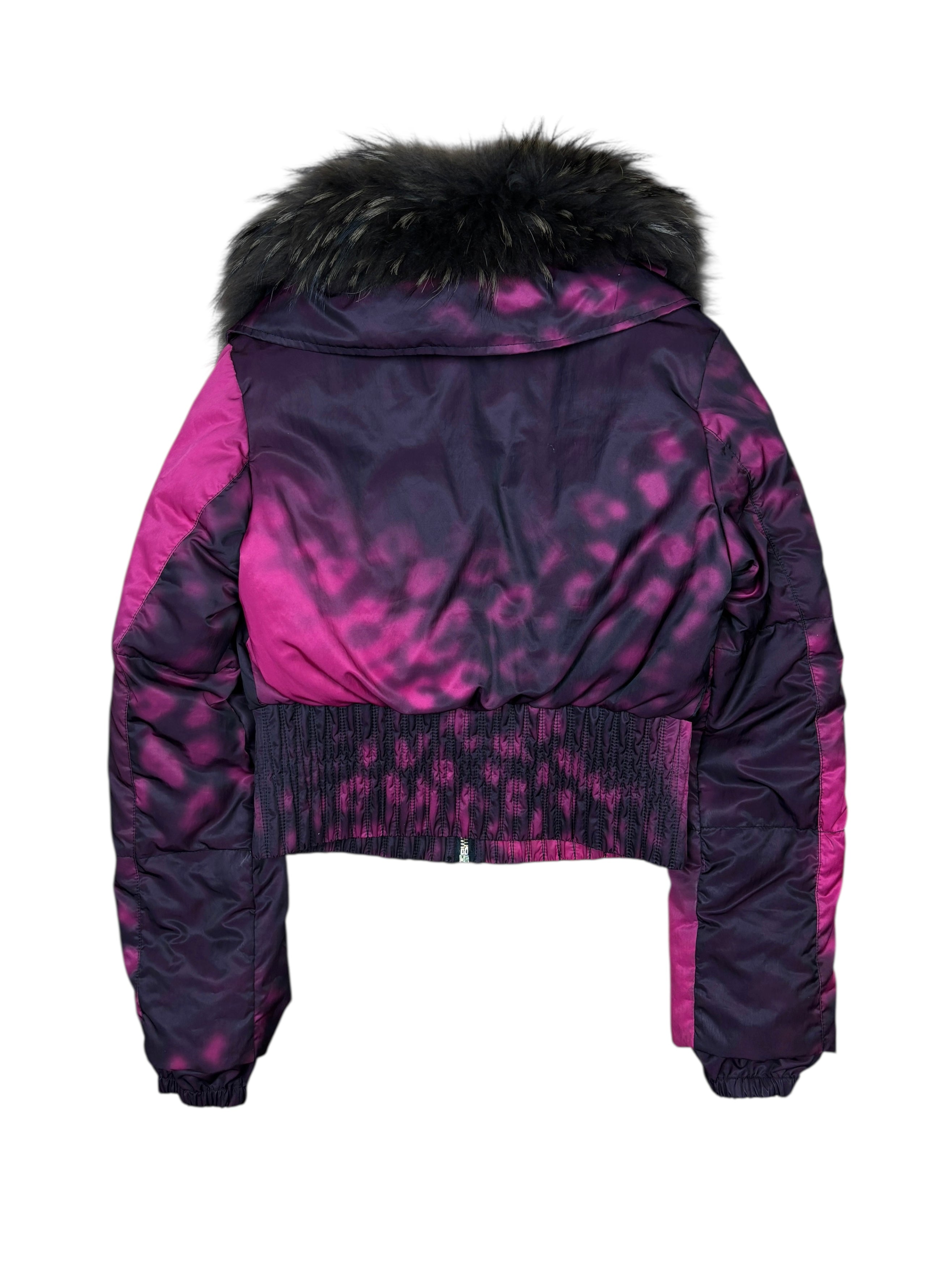 2000s Prada Detachable Fox Fur Leopard Down Jacket