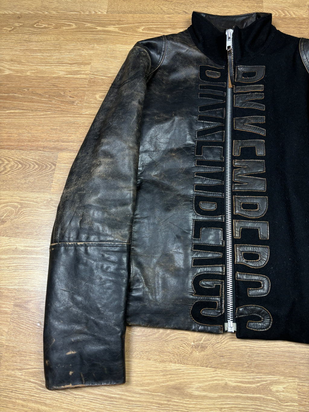 2000s Dirk Bikkembergs Leather & Wool Hybrid Jacket