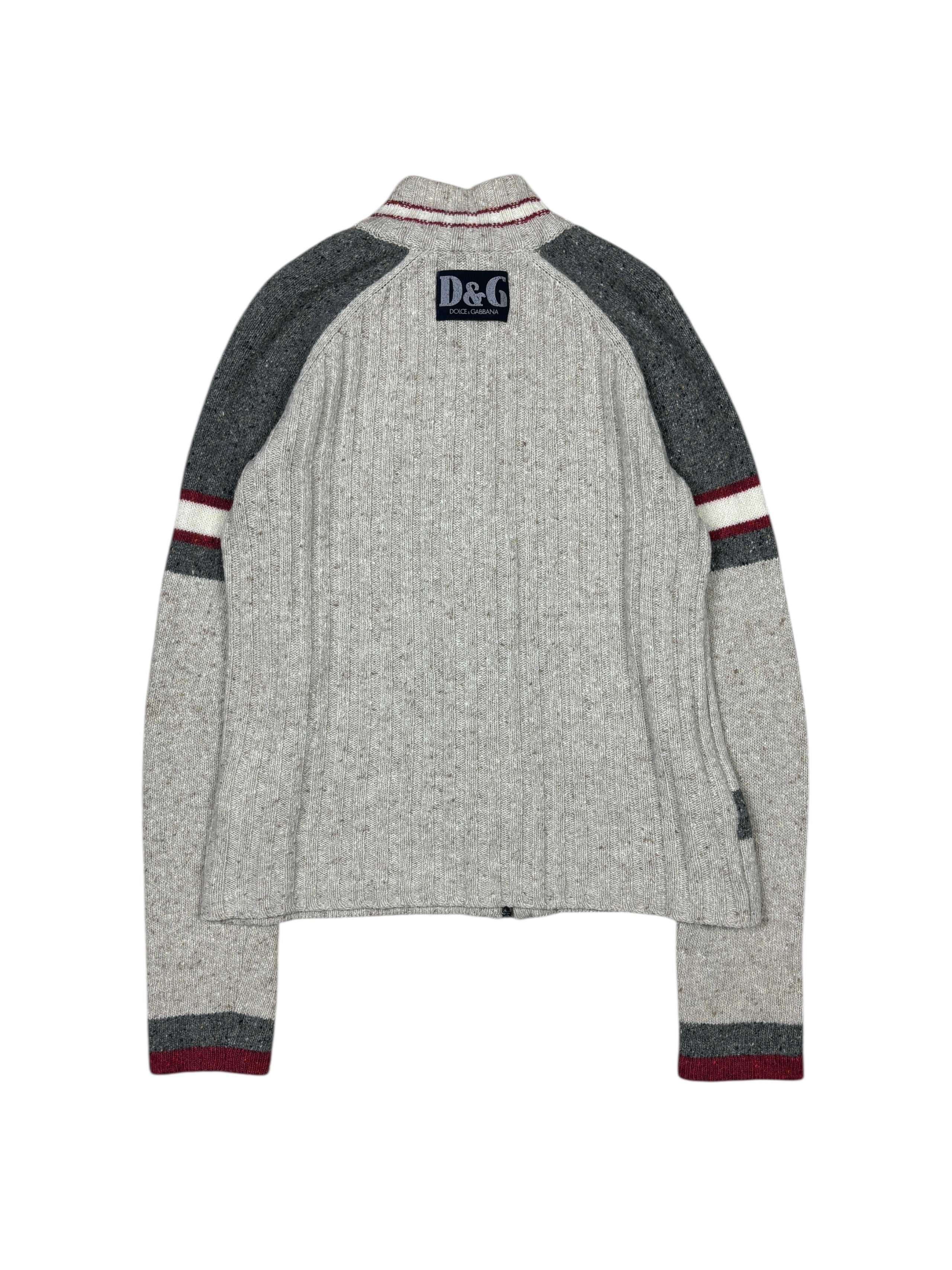 2000s Dolce & Gabbana Wool ‘8’ Zip Knit Sweater