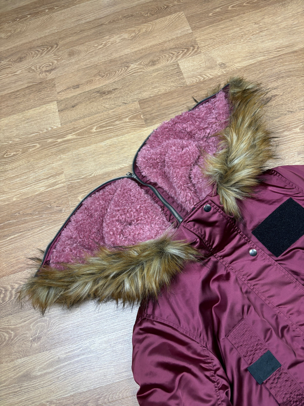 Diesel Faux Fur Zipper Hood Bomber Jacket