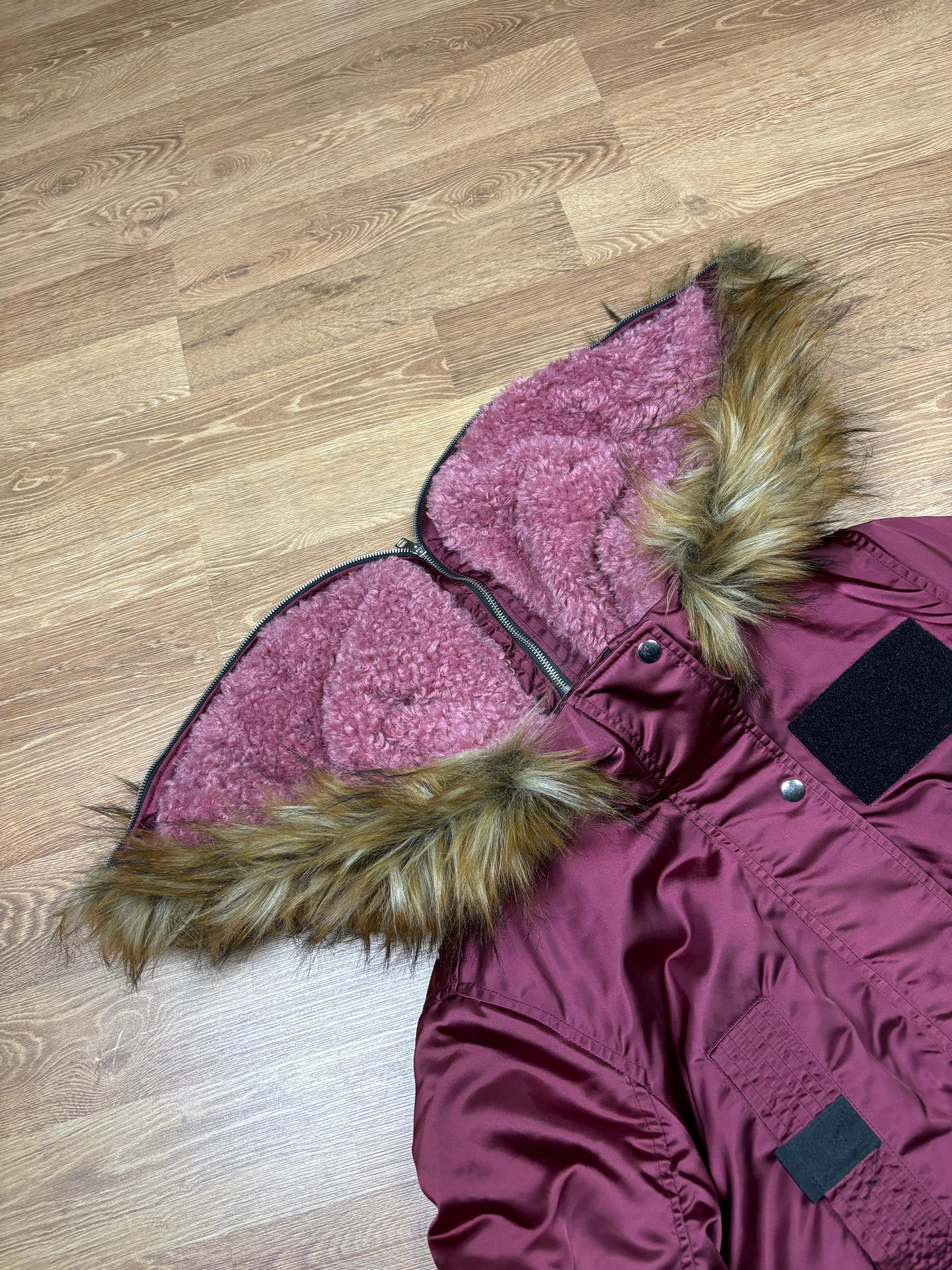 Diesel Faux Fur Zipper Hood Bomber Jacket
