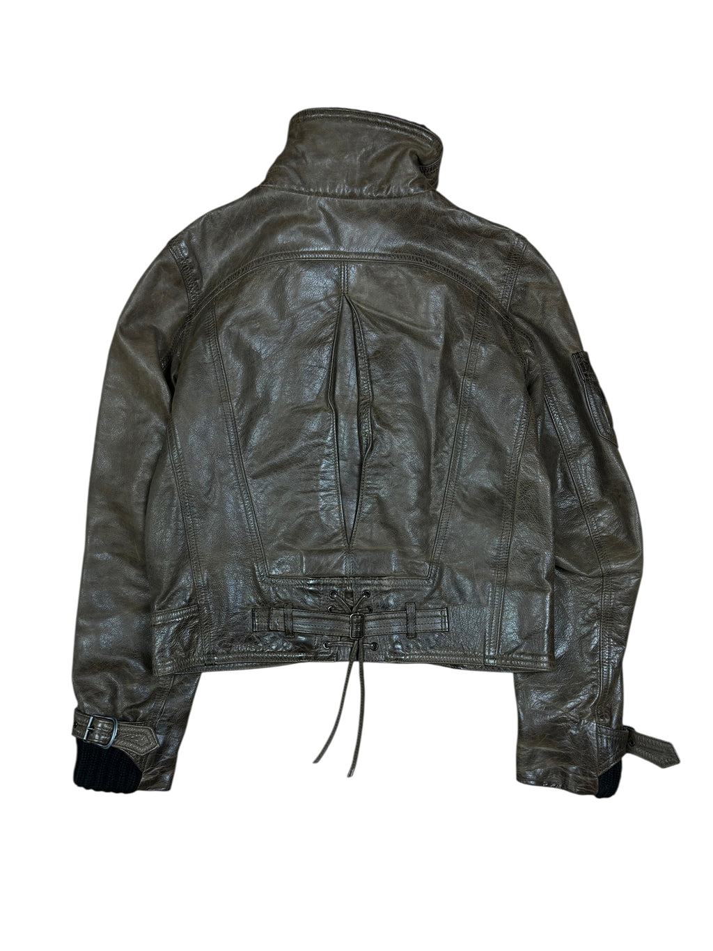 Chaqueta motera corta Diesel Stylelab de cuero marrón
