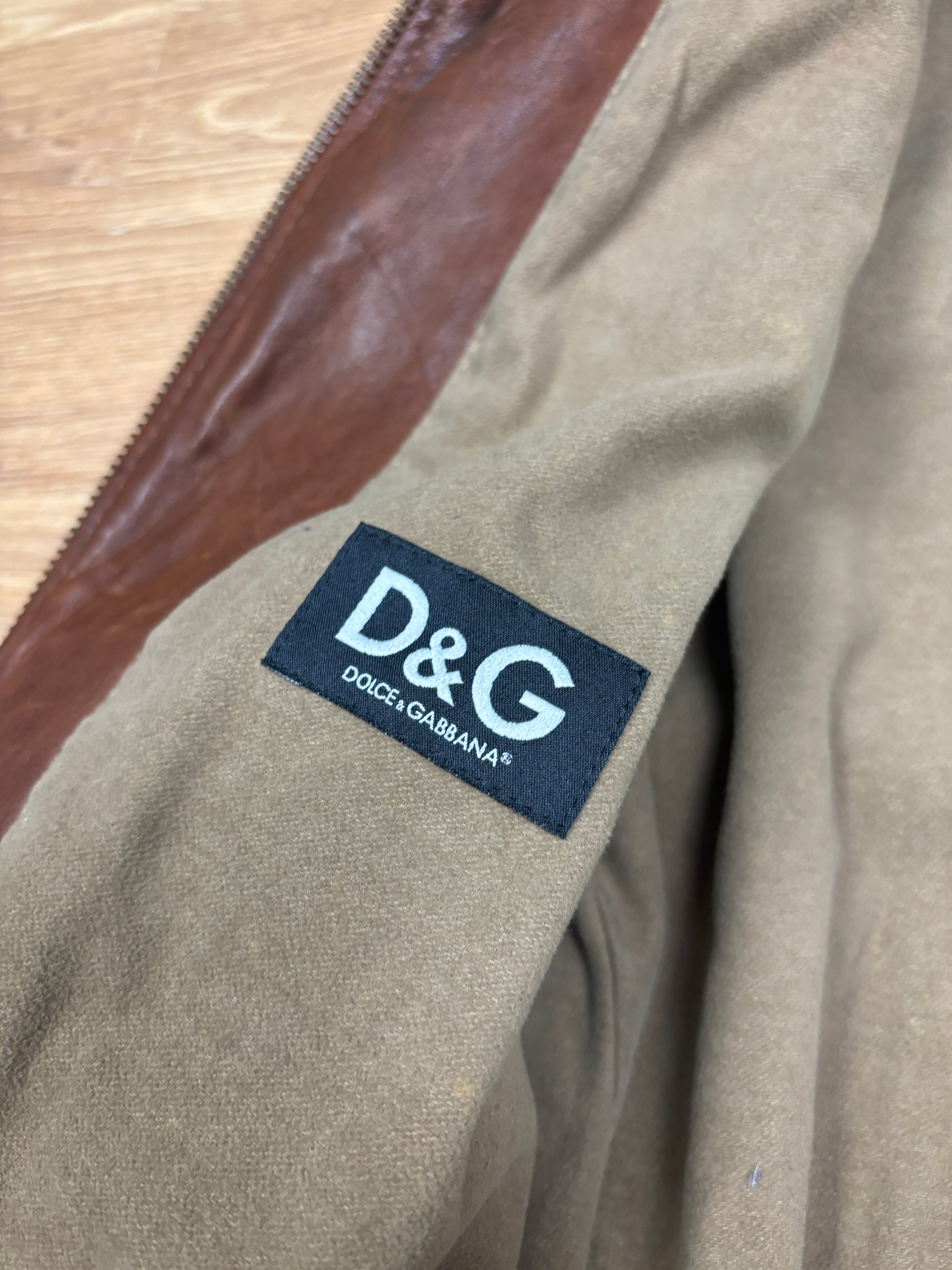 Chaqueta Bomber Dolce & Gabbana de cuero marrón "Story Of Love 1994" de los 2000
