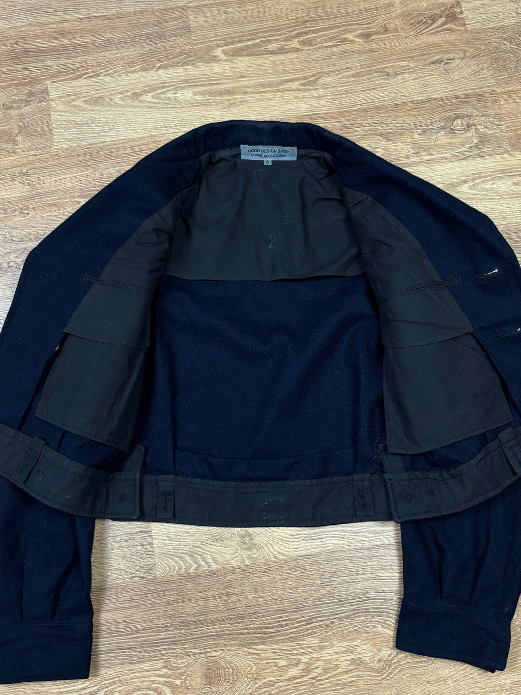 AW2015 Comme des Garçons Back Logo Cropped Wool Jacket