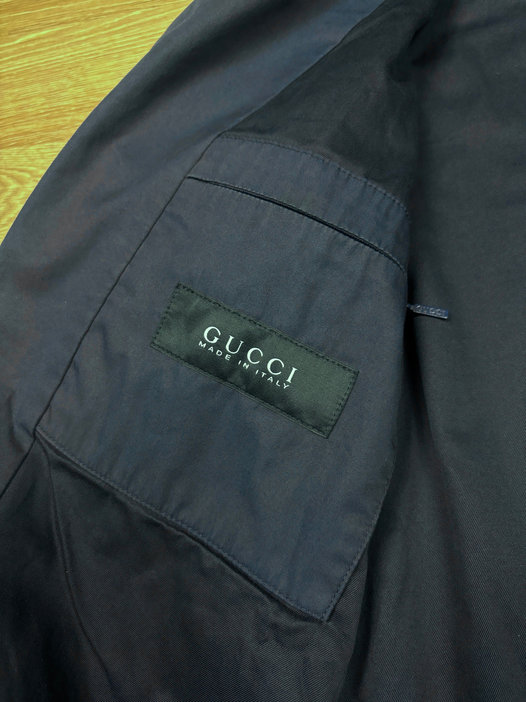 Chaqueta Varsity Gucci Algodón Azul Marino y Manga de Cuero SS2010