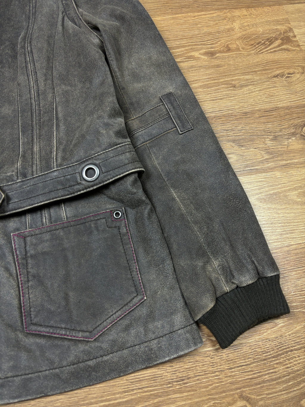 2000s Oakley Detachable Distressed Industrial Leather Jacket