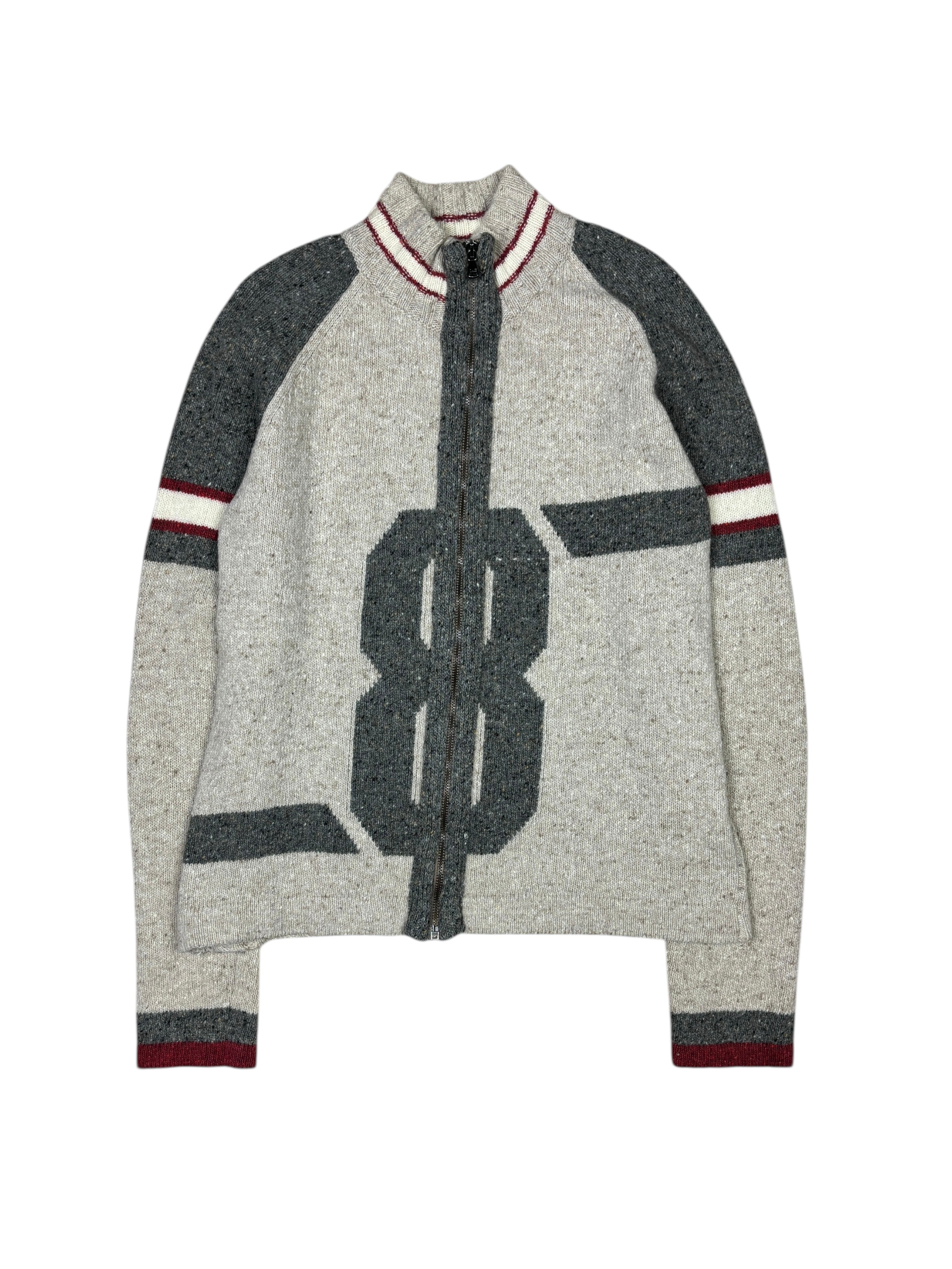 2000s Dolce & Gabbana Wool ‘8’ Zip Knit Sweater