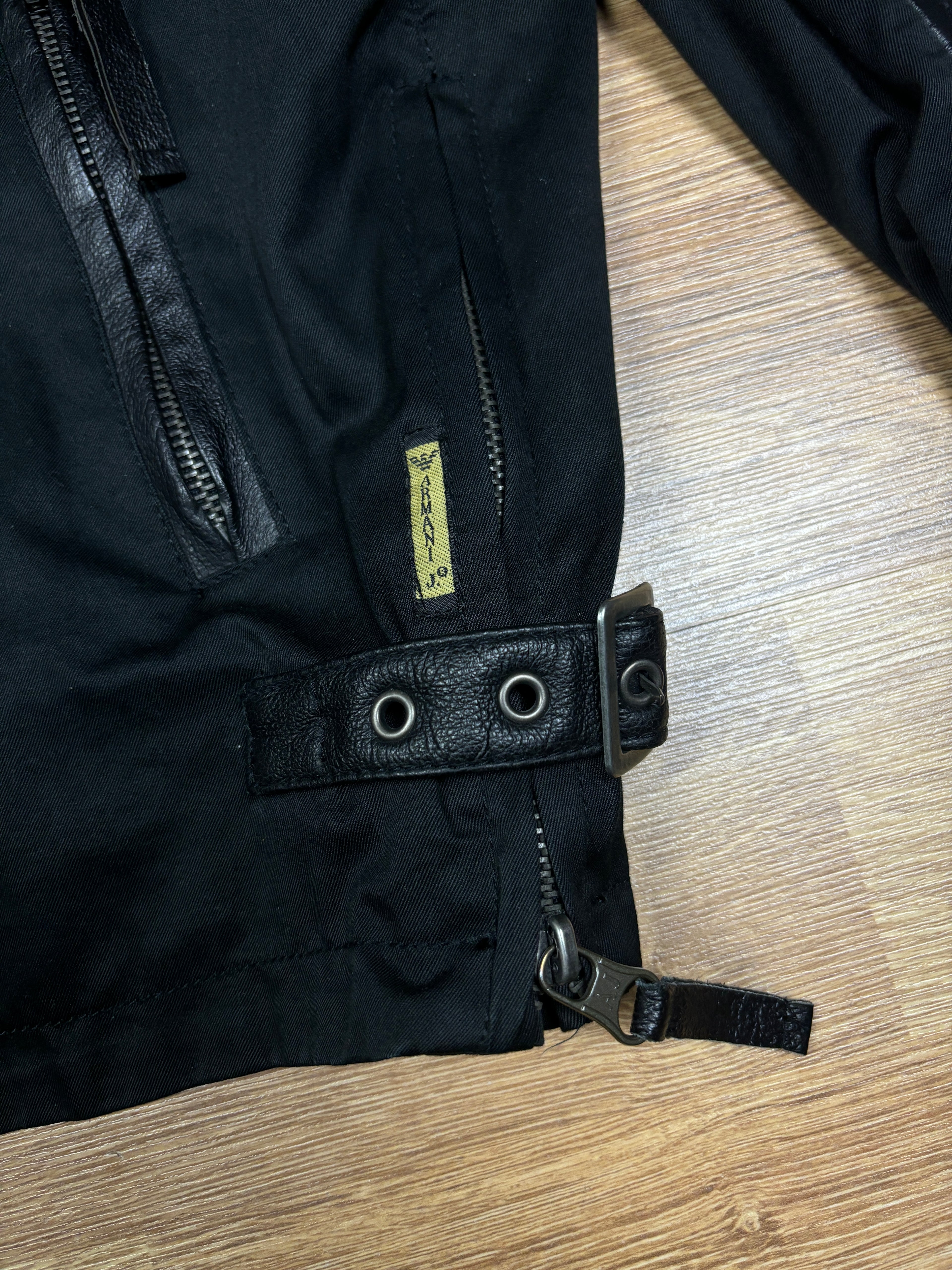 2000s Armani Jeans Leather Panel Biker Jacket