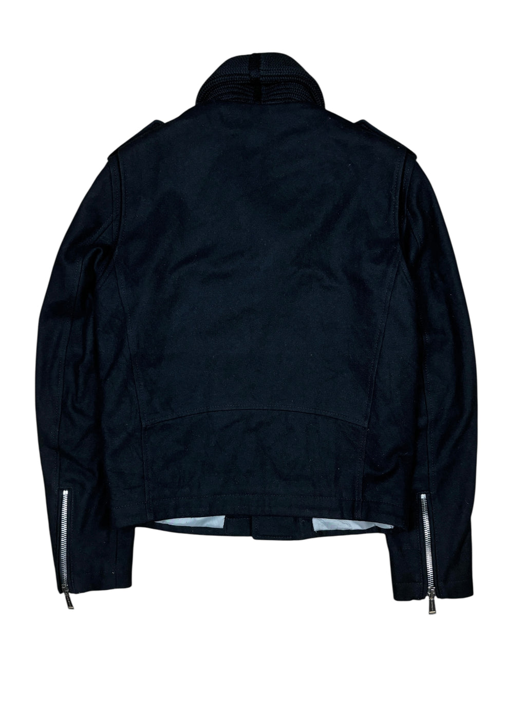 AW2013 Dsquared2 Black Wool Asymmetric Zip Jacket