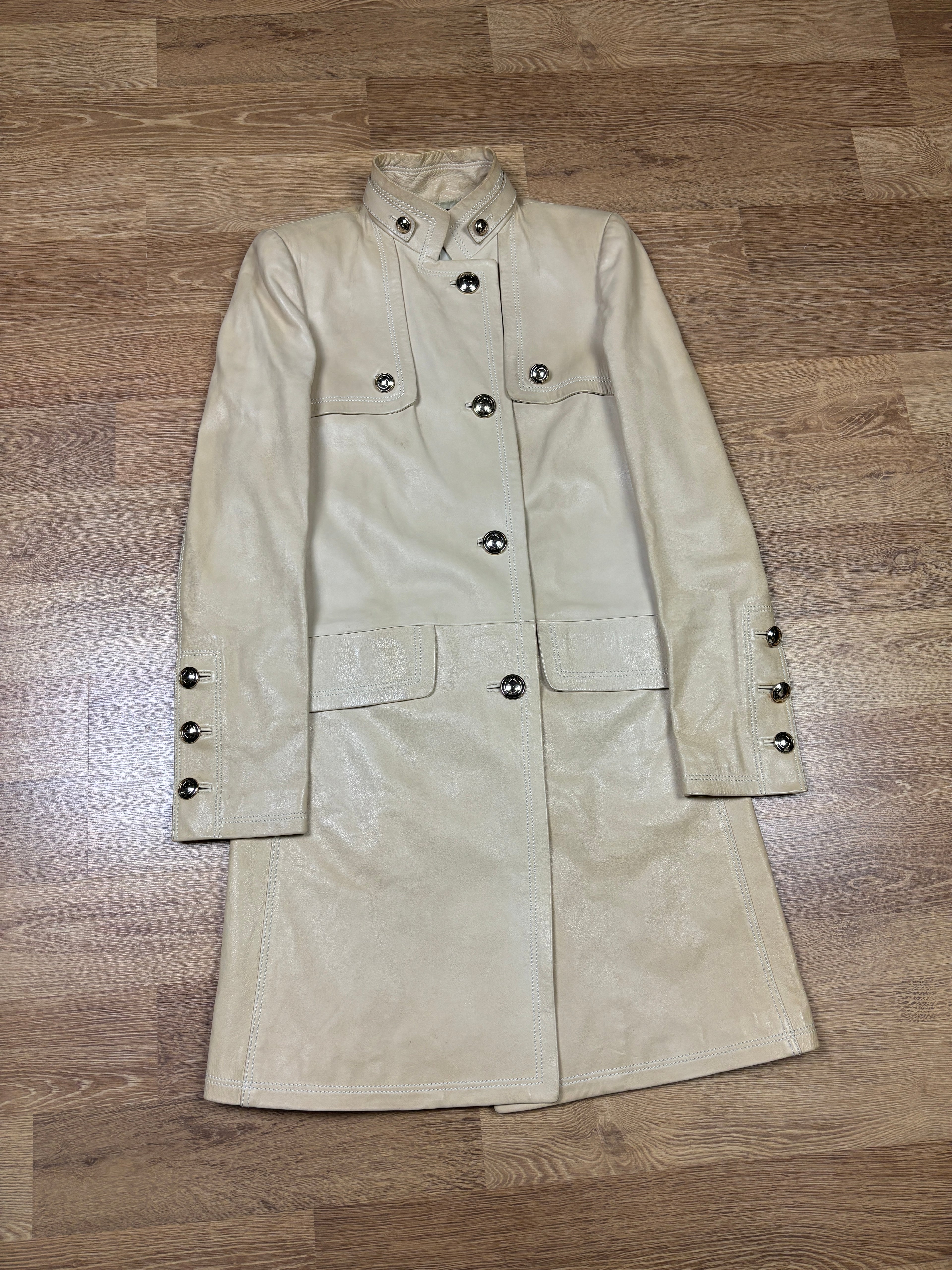 Gucci 2000s Cream Leather Coat