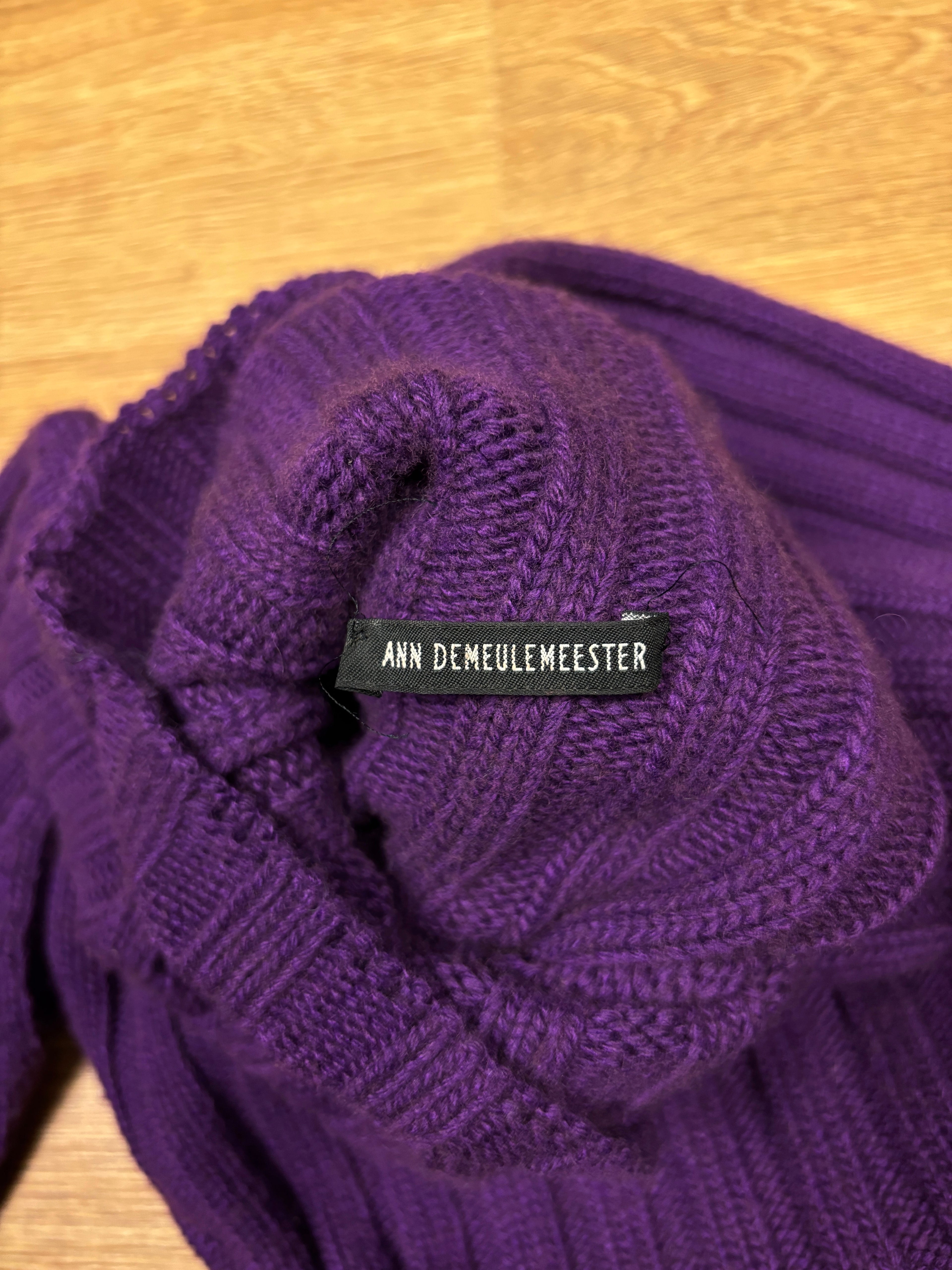 Ann Demeulemeester Purple Ribbed Turtleneck Knit
