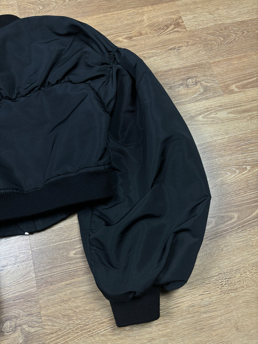 Alexander McQueen Cropped Balloon Sleeve Bomber Jacket