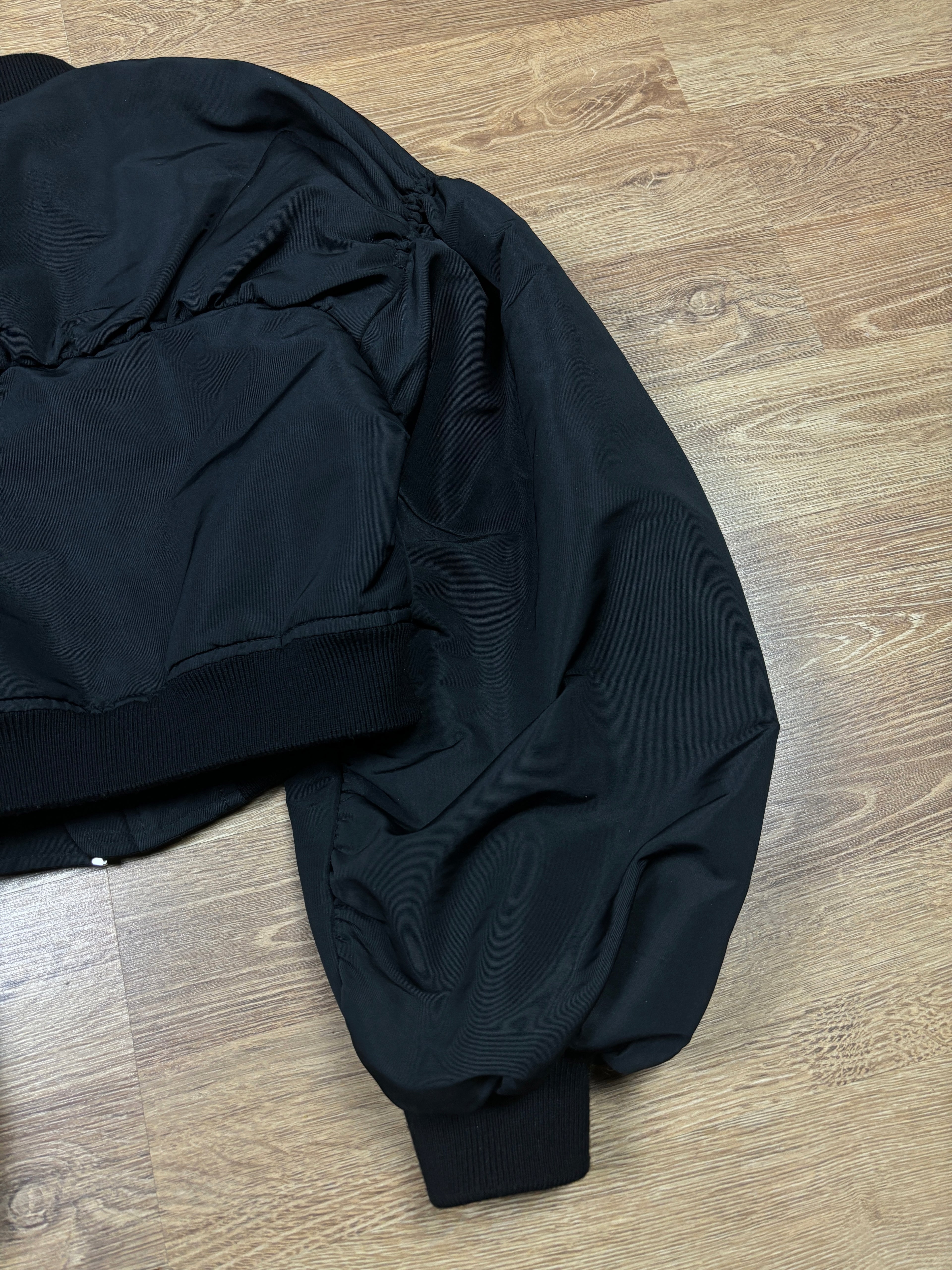 Alexander McQueen Cropped Balloon Sleeve Bomber Jacket