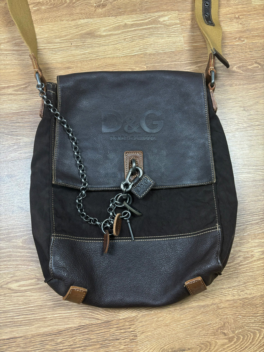 Dolce & Gabbana Leather Canvas Crossbody Bag