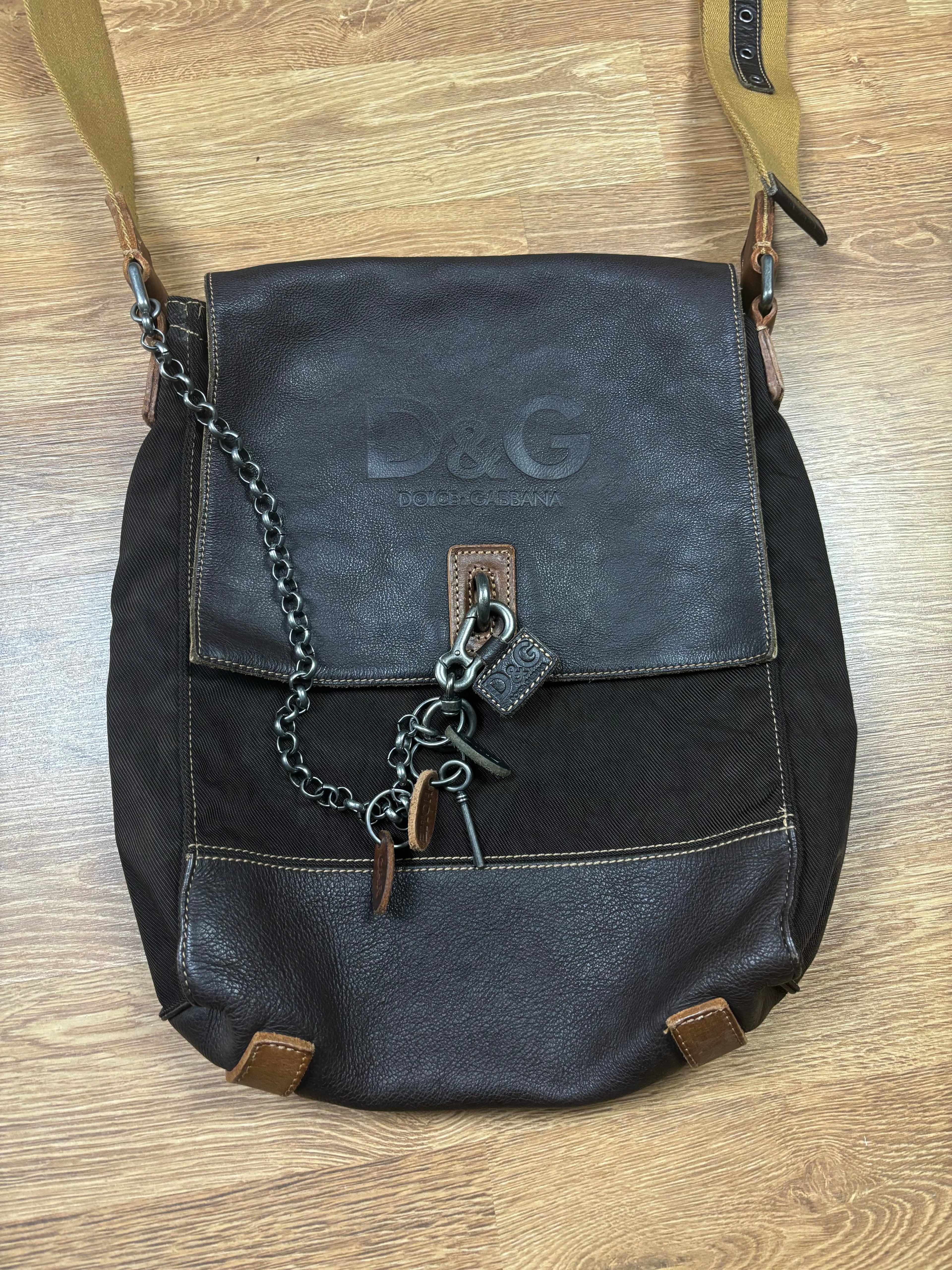 Dolce & Gabbana Leather Canvas Crossbody Bag