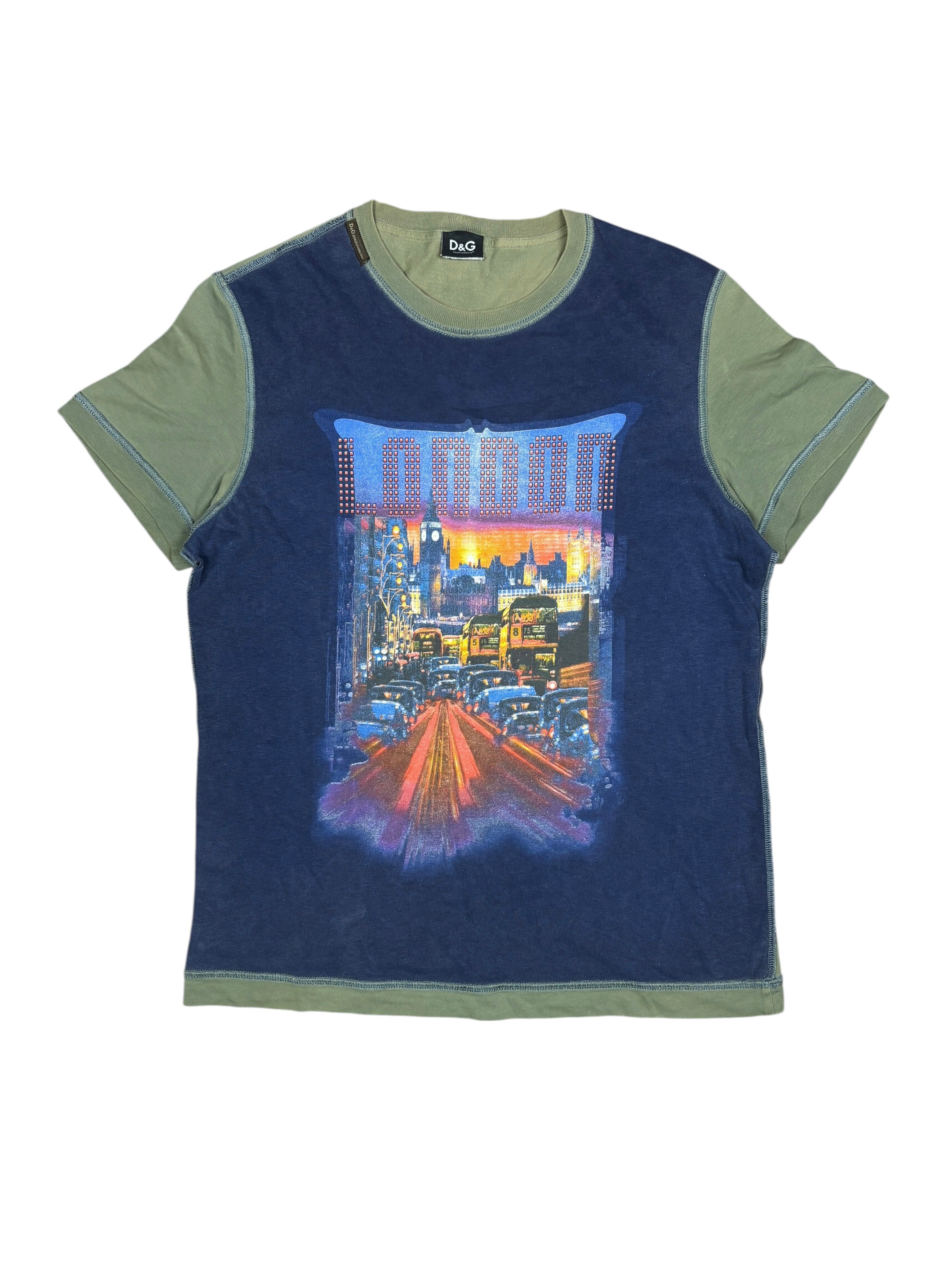 2000s D&G London Graphic Contrast Stitch T-Shirt