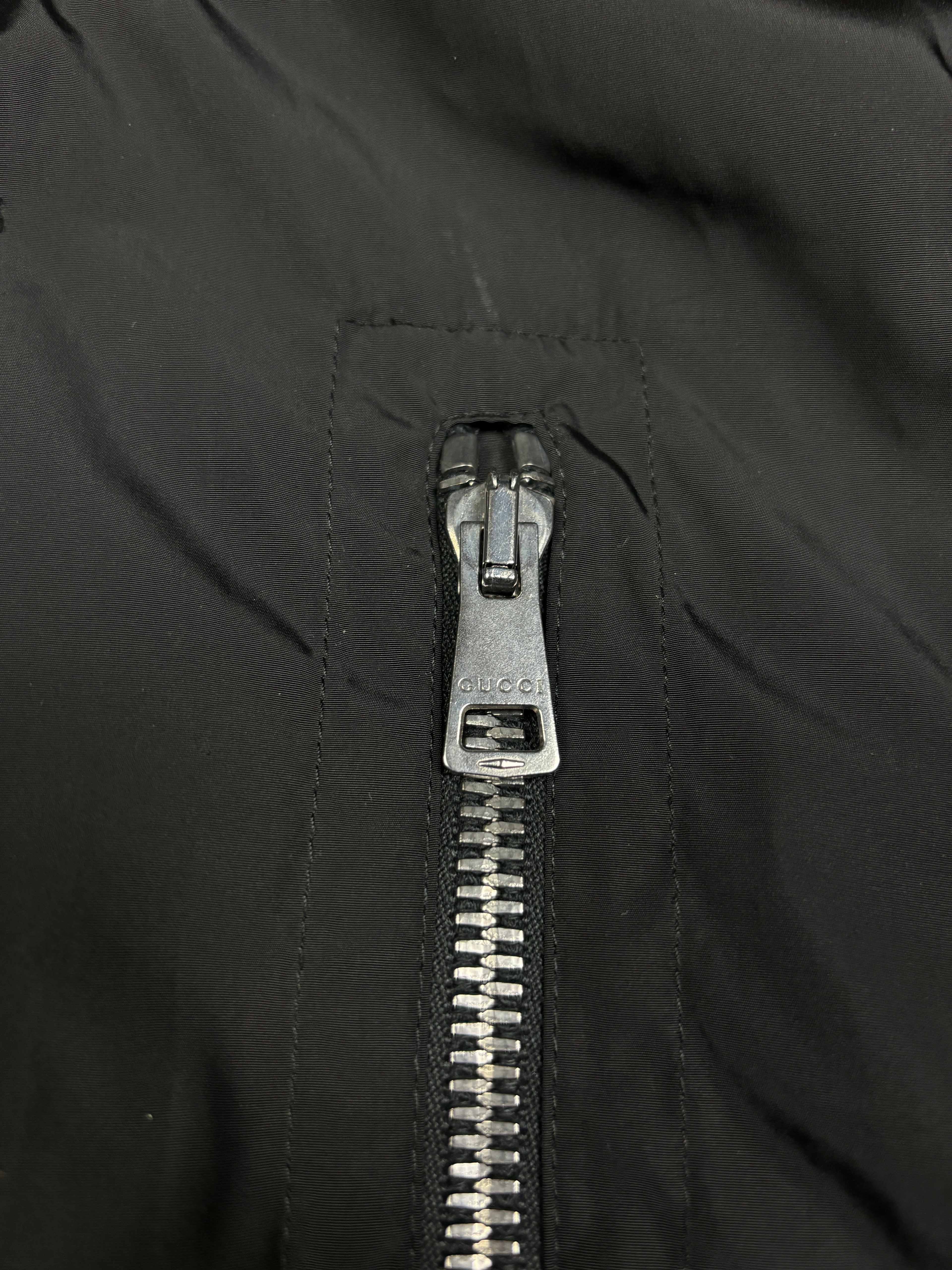 Gucci Black Nylon Jacket with Web Collar