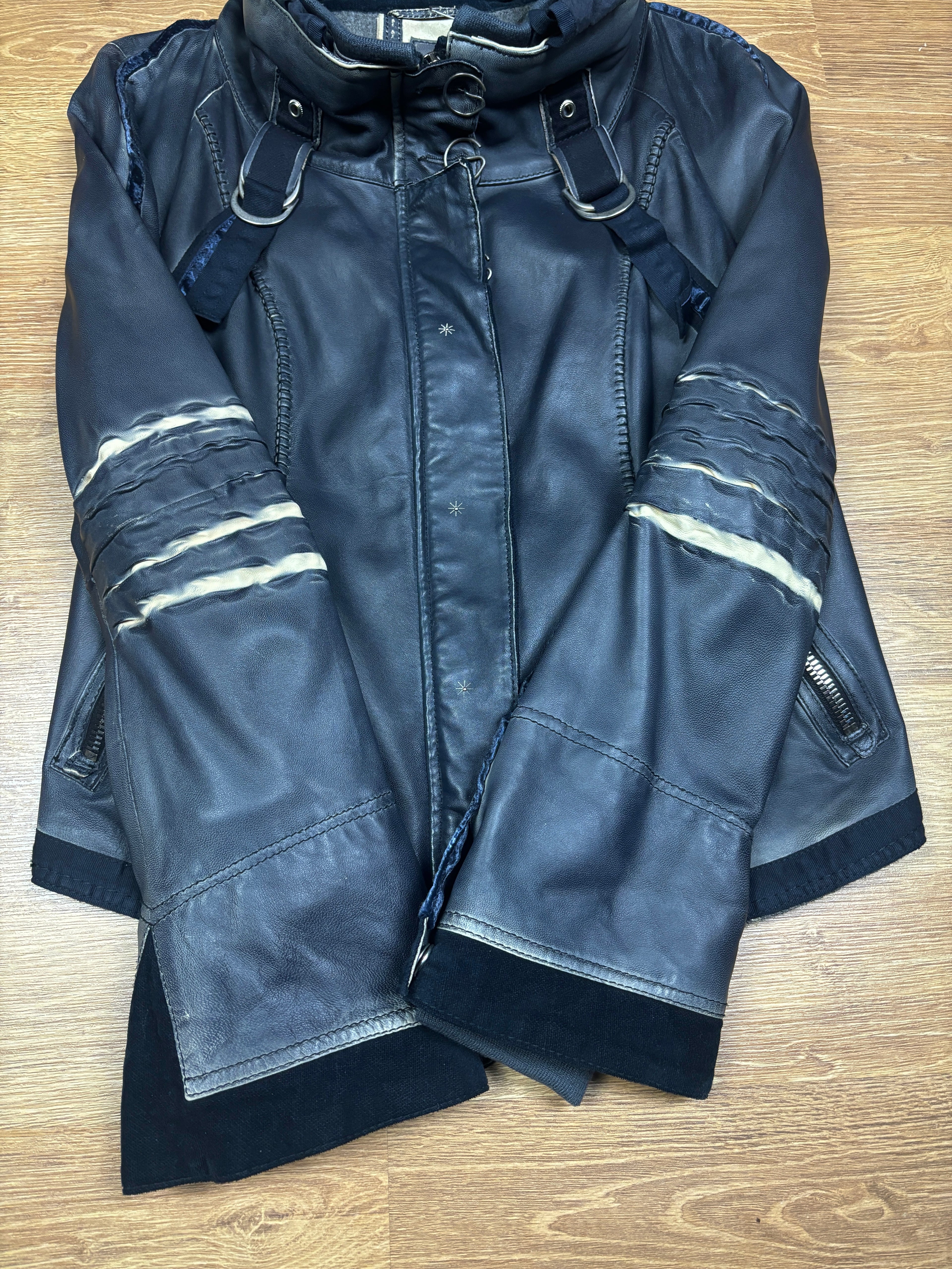 2000s Marithé + François Girbaud Lamb Leather Bondage Strap Jacket