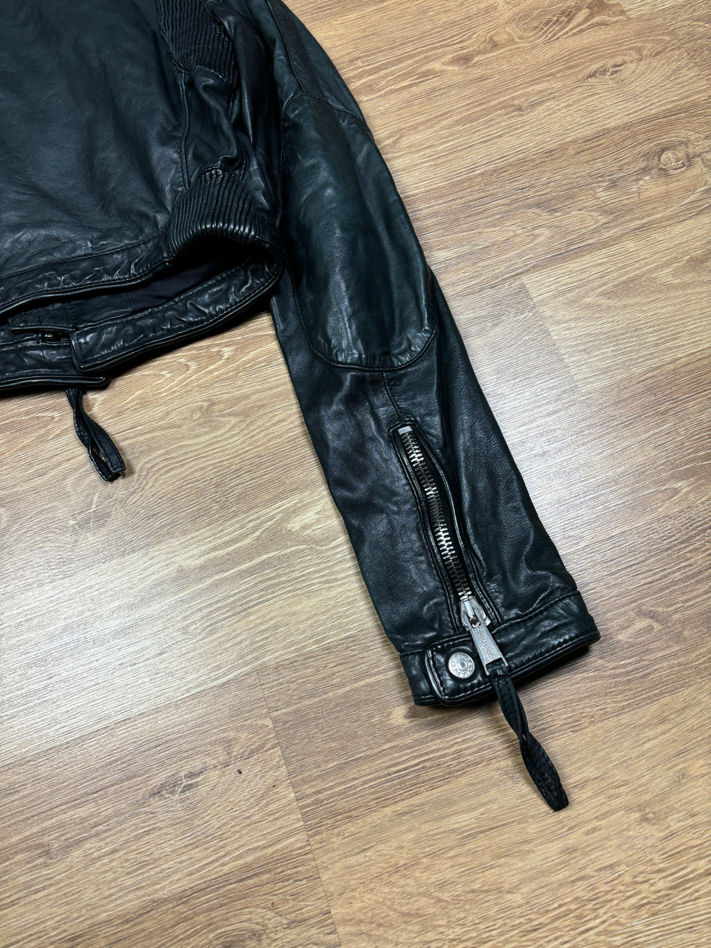 2000s Dsquared2 Cropped Black Leather Biker Jacket