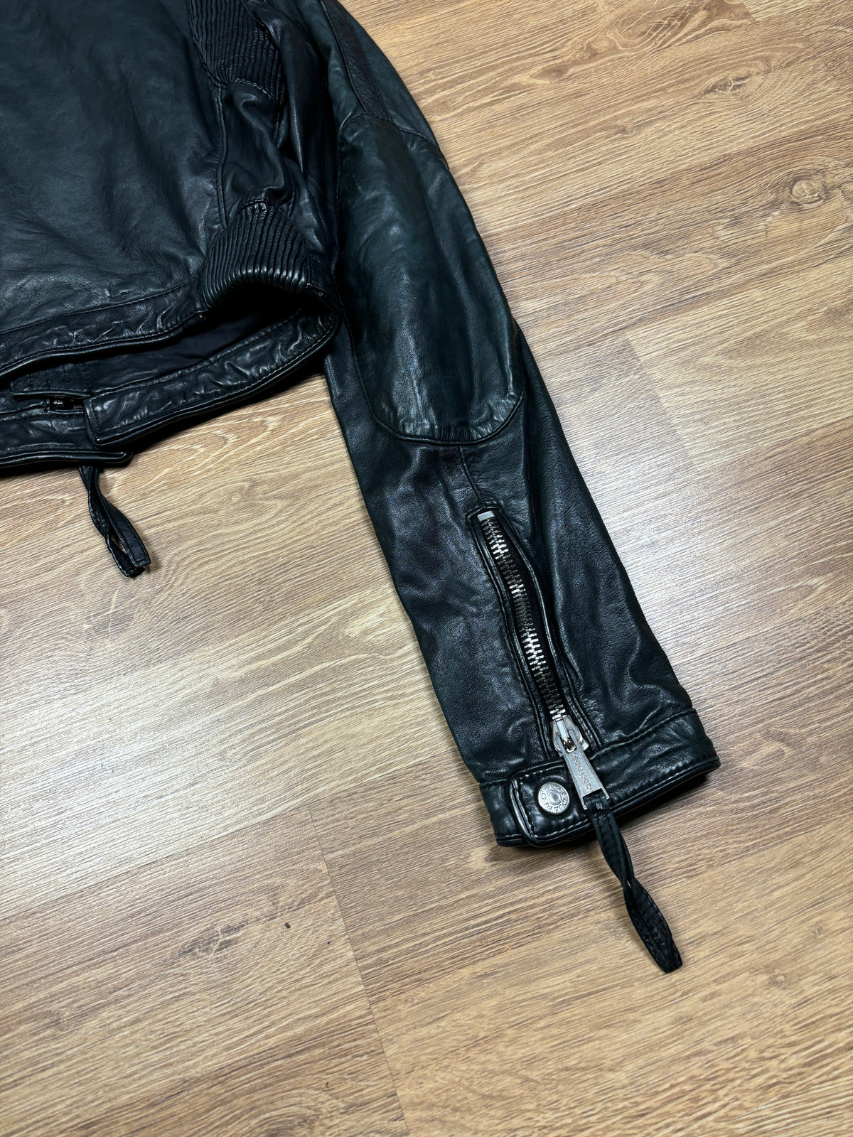 2000s Dsquared2 Cropped Black Leather Biker Jacket