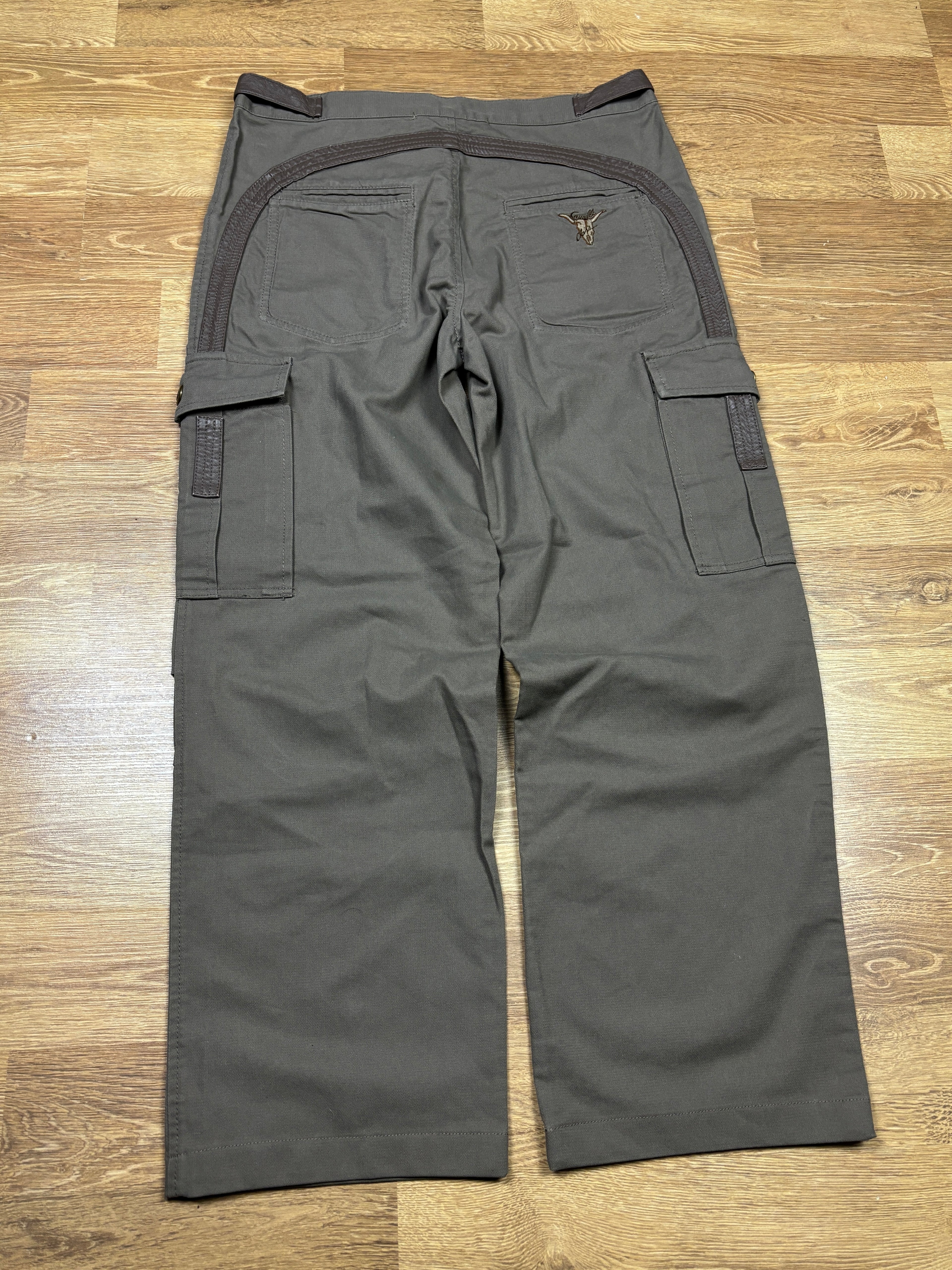 2000s Roberto Cavalli Class Leather Trim Cargo Pants